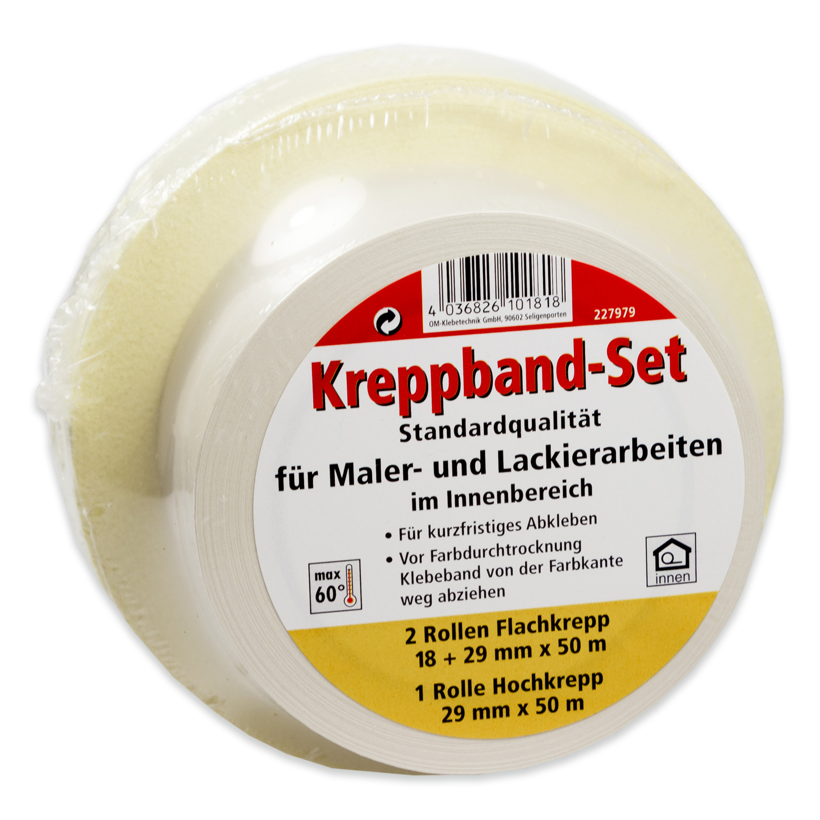 Malerband 3er Pack – 50 M X 19 Mm, Kreppband Für Professionelle Malerarbeiten, Lösungsmittelfrei, Beigefarben