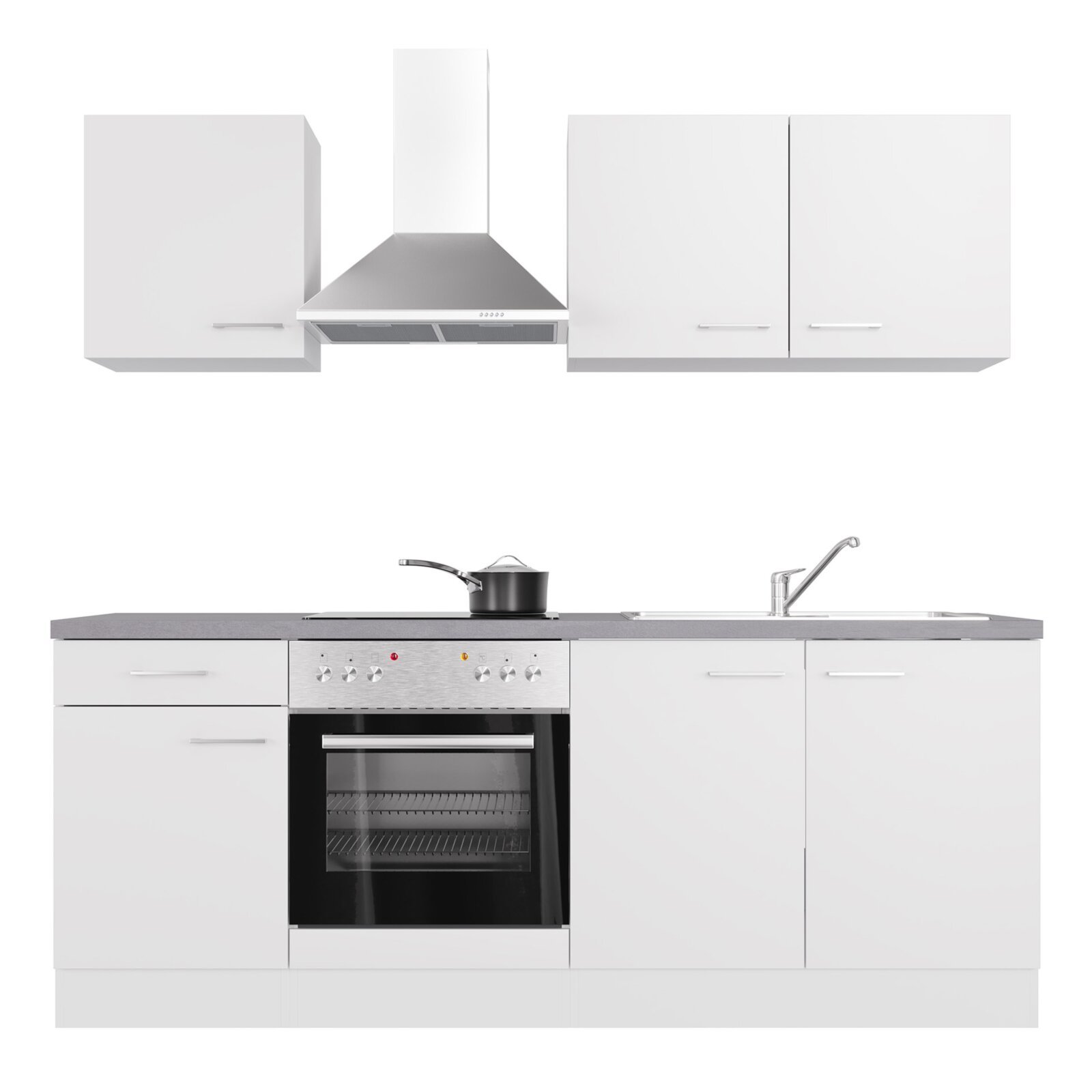 Küchenblock ELEA - weiß - mit E-Geräten - 210 cm
