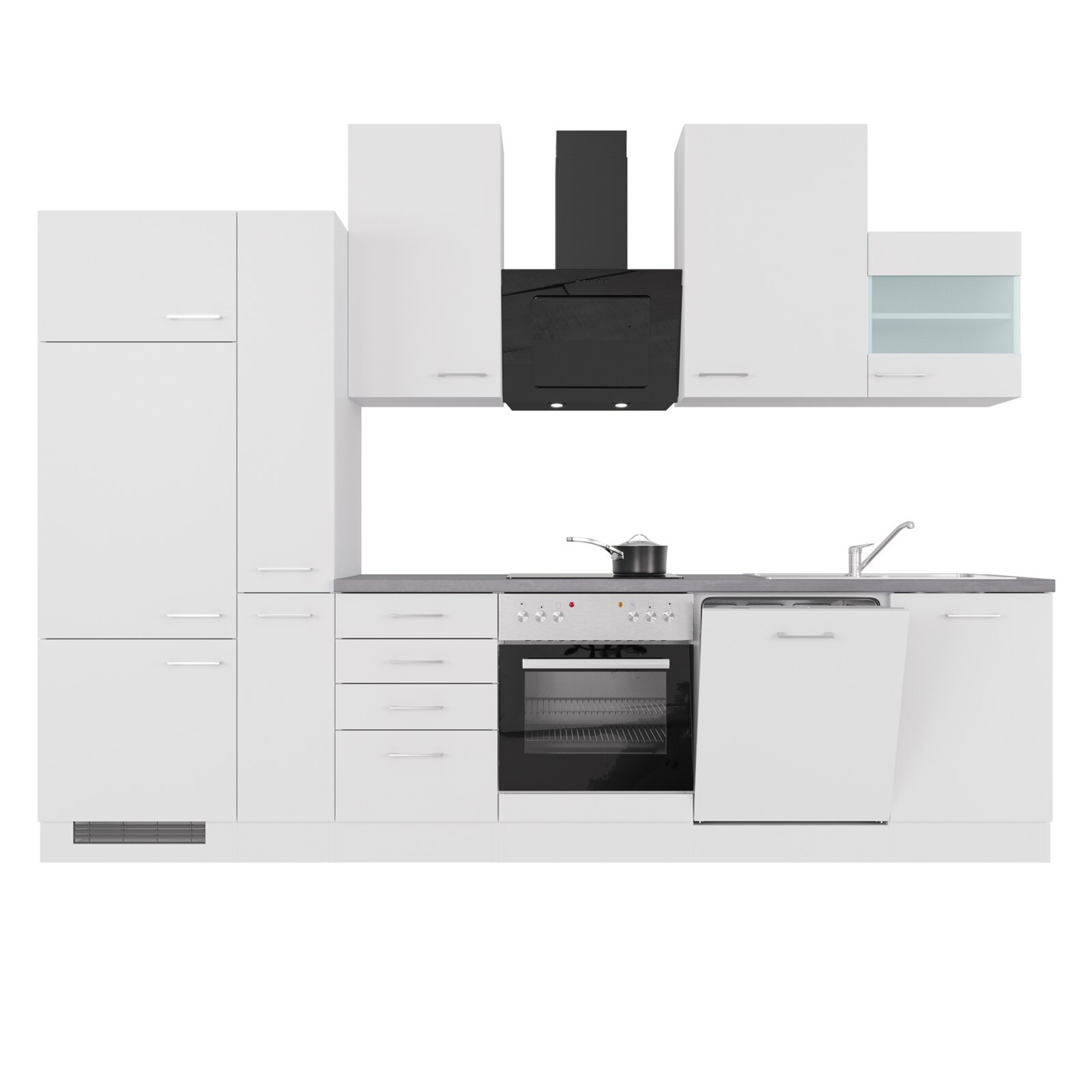 Küchenblock ELEA - weiß - mit E-Geräten - 310 cm