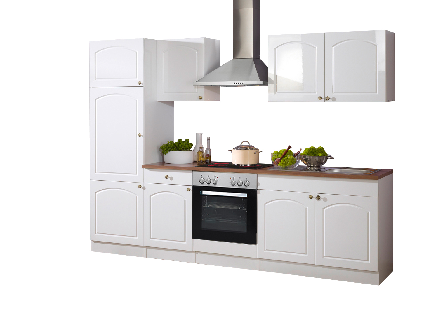 Küchenblock GENF - weiß Hochglanz - mit E-Geräten