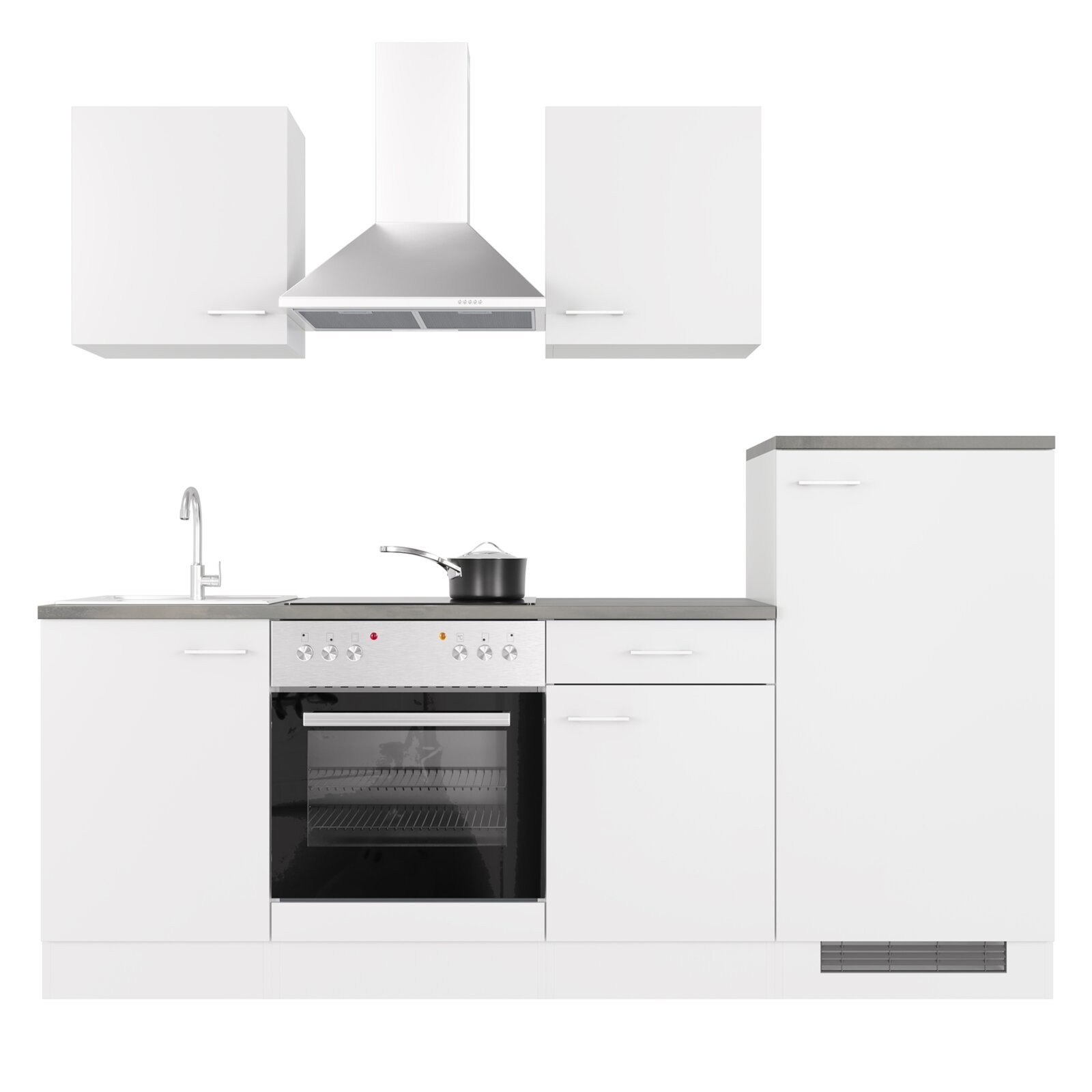 Küchenblock LUCCA - weiß - mit E-Geräten - 220 cm
