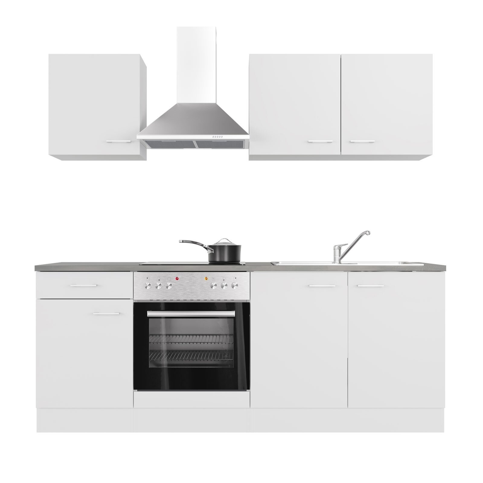 Küchenblock LUCCA - weiß - mit E-Geräten - 210 cm