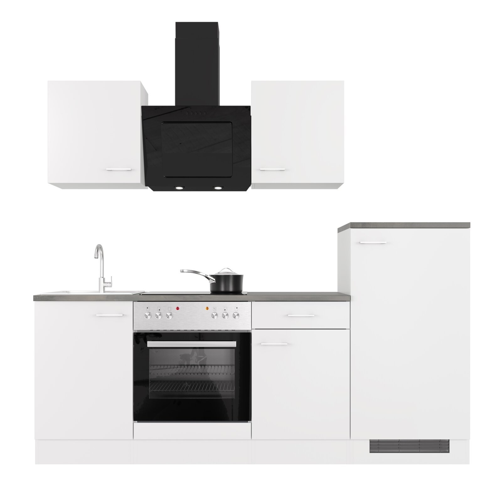 Küchenblock LUCCA - weiß - mit E-Geräten - 220 cm