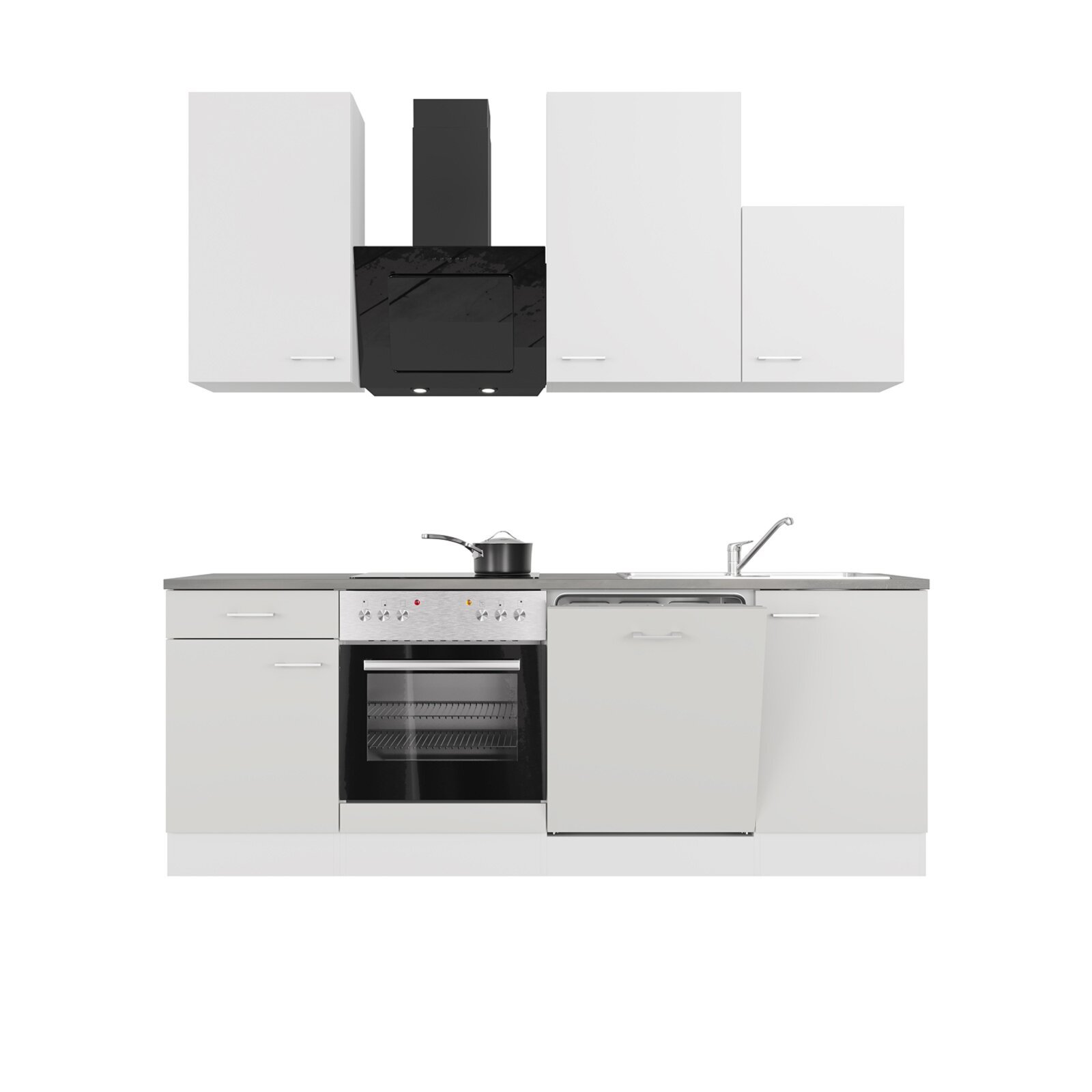 Küchenblock LUCCA - weiß - mit E-Geräten - 220 cm