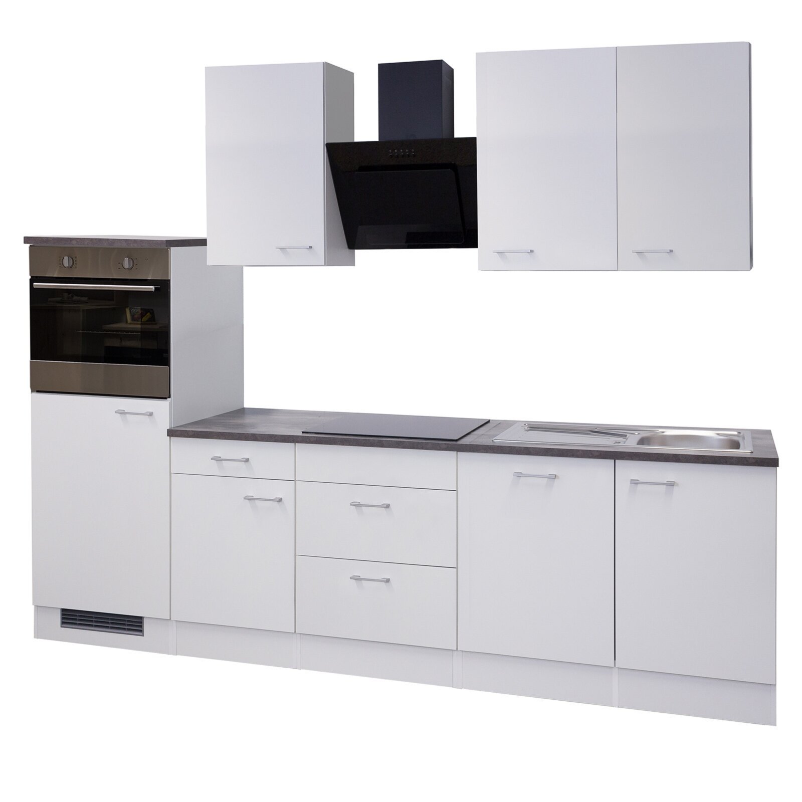 Küchenblock LUCCA - weiß - mit E-Geräten - 280 cm