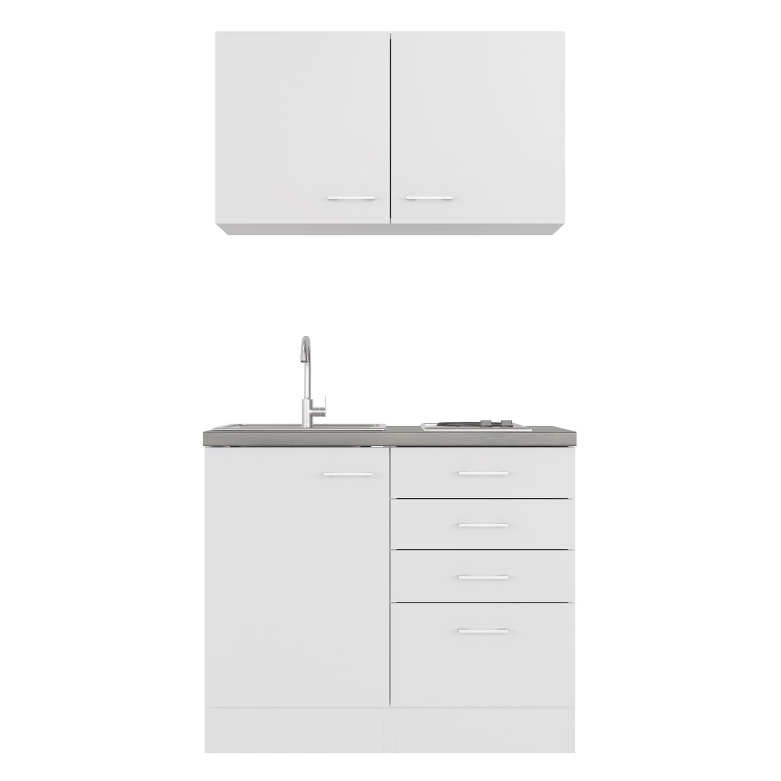 Küchenblock LUCCA - weiß - mit Kochfeld - 100 cm