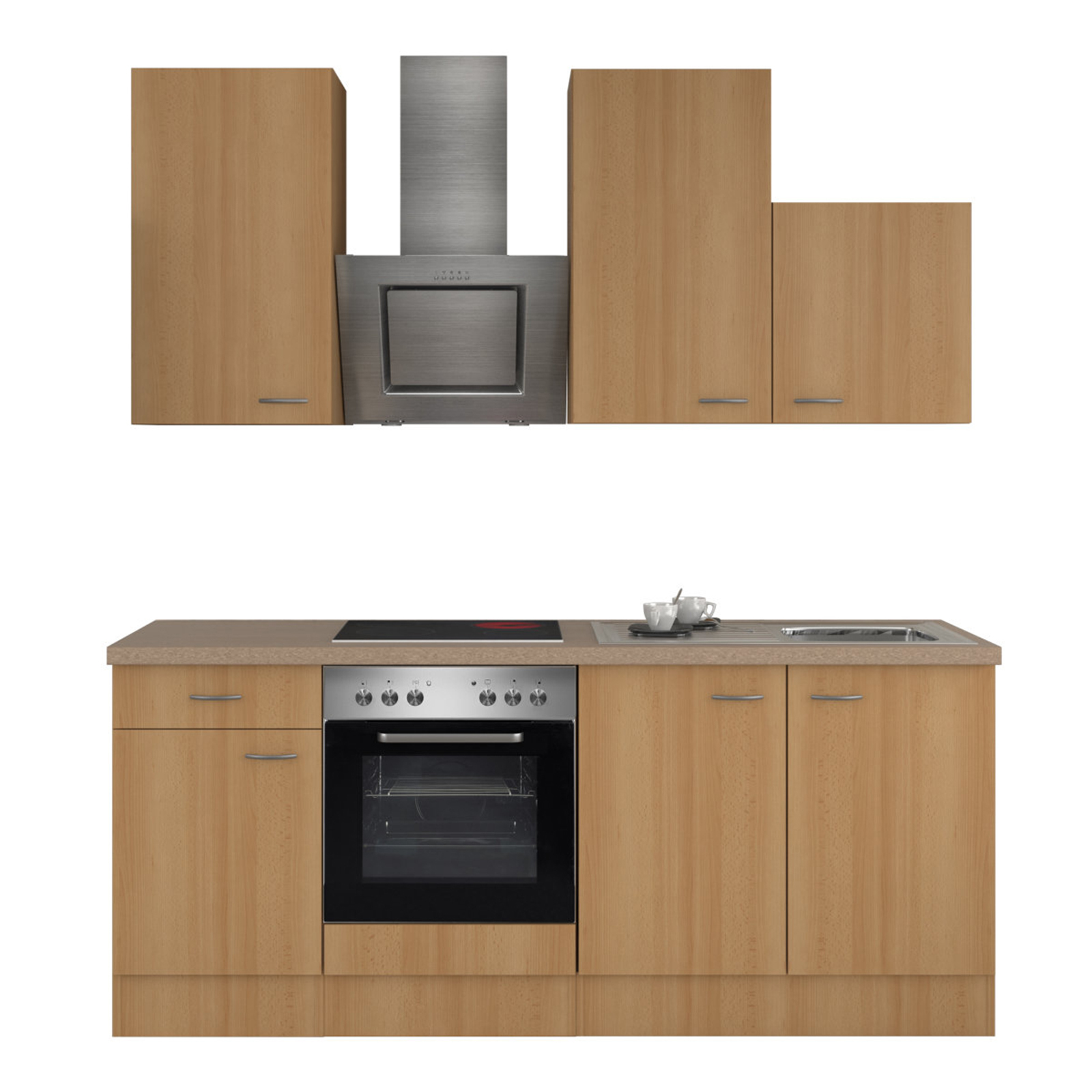 Küchenblock NANO - Buche - mit E-Geräten - 210 cm