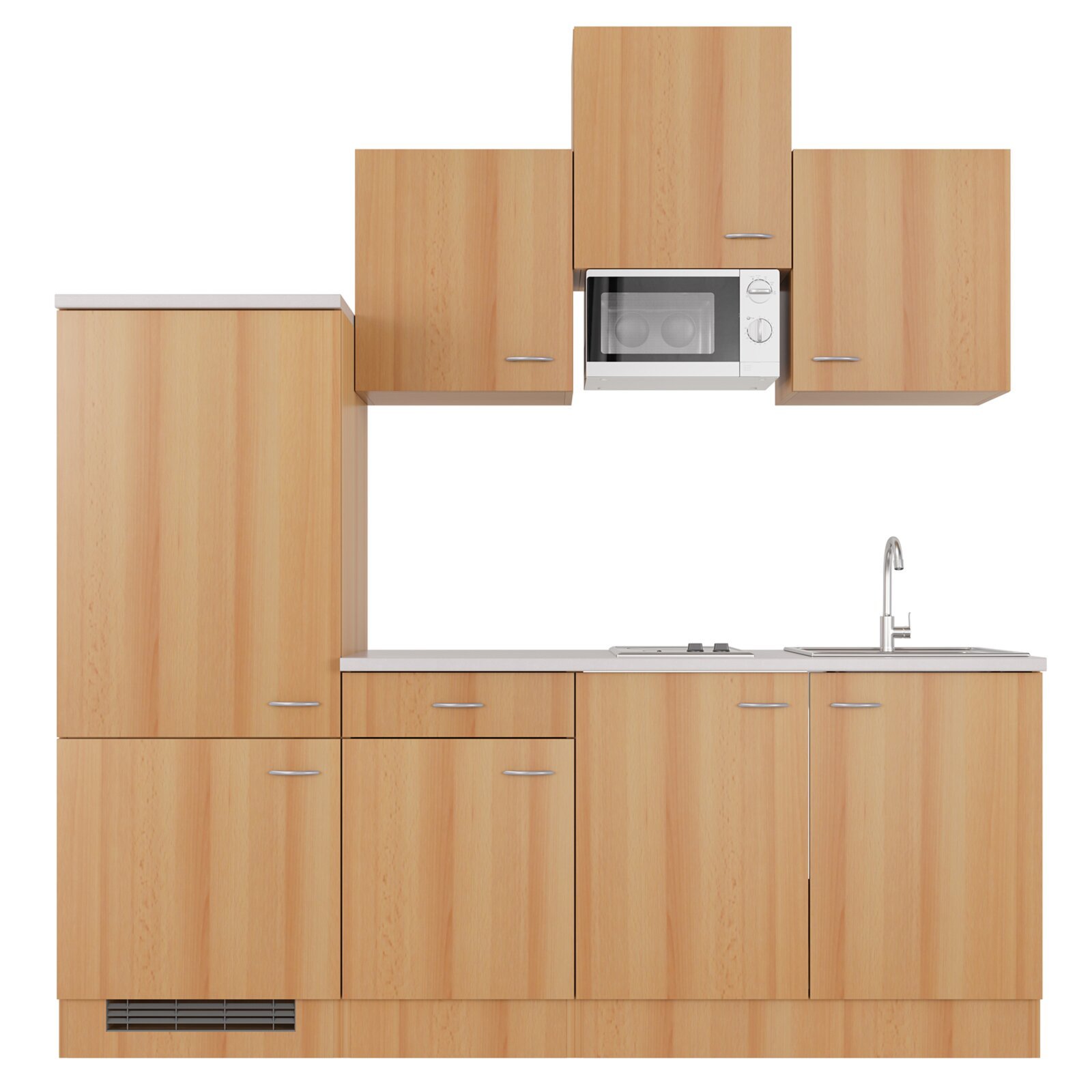 Küchenblock NANO - Buche - mit E-Geräten - 210 cm