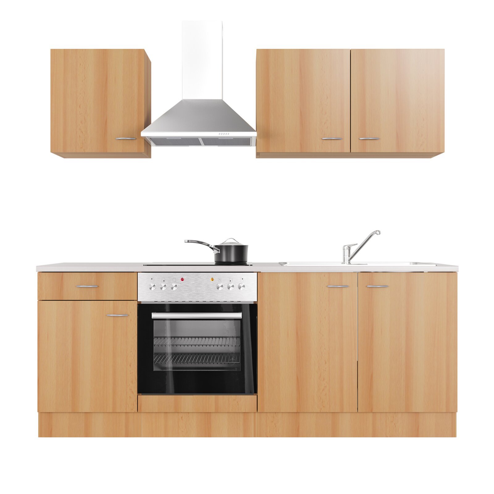 Küchenblock NANO - Buche - mit E-Geräten - 210 cm