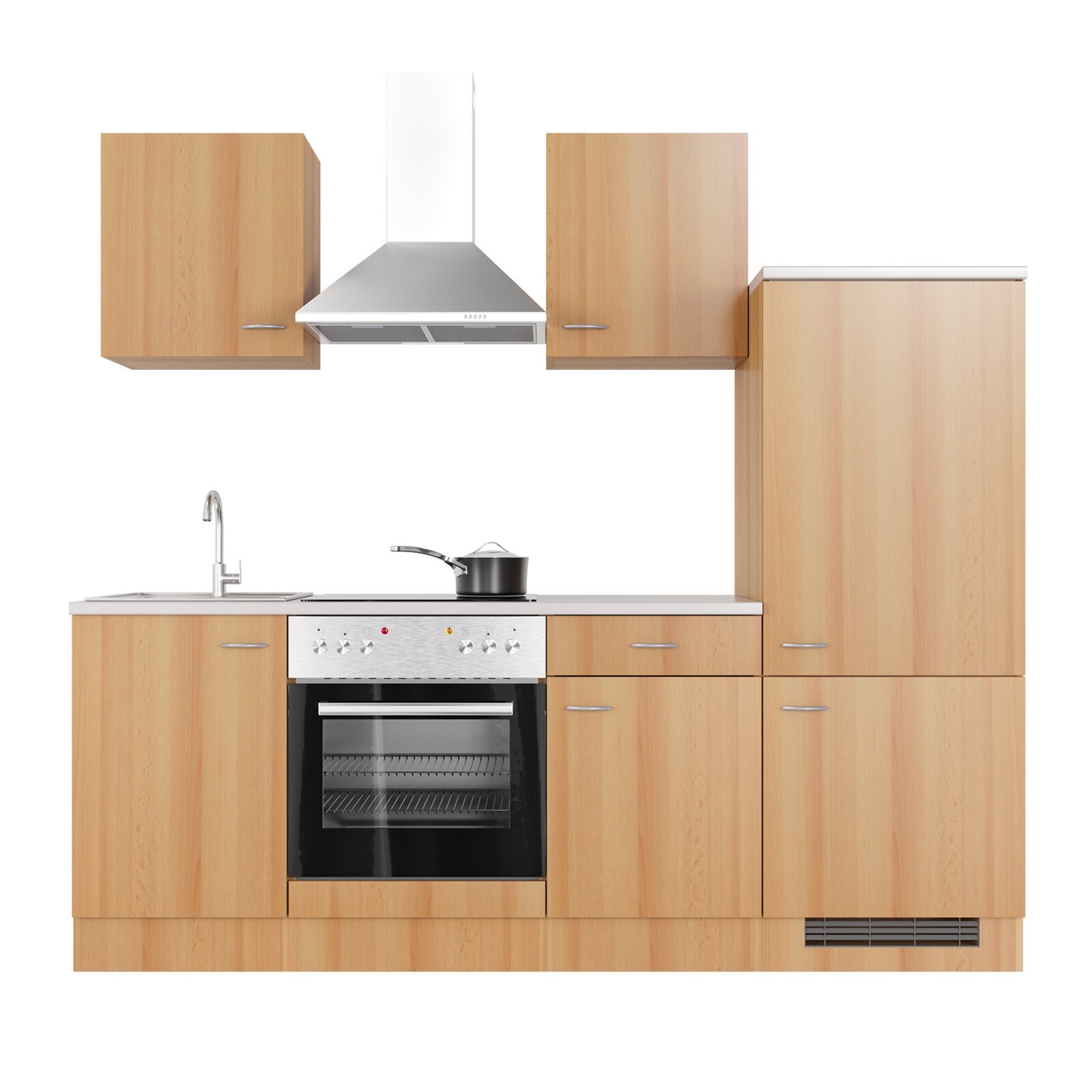 Küchenblock NANO - Buche - mit E-Geräten - 220 cm