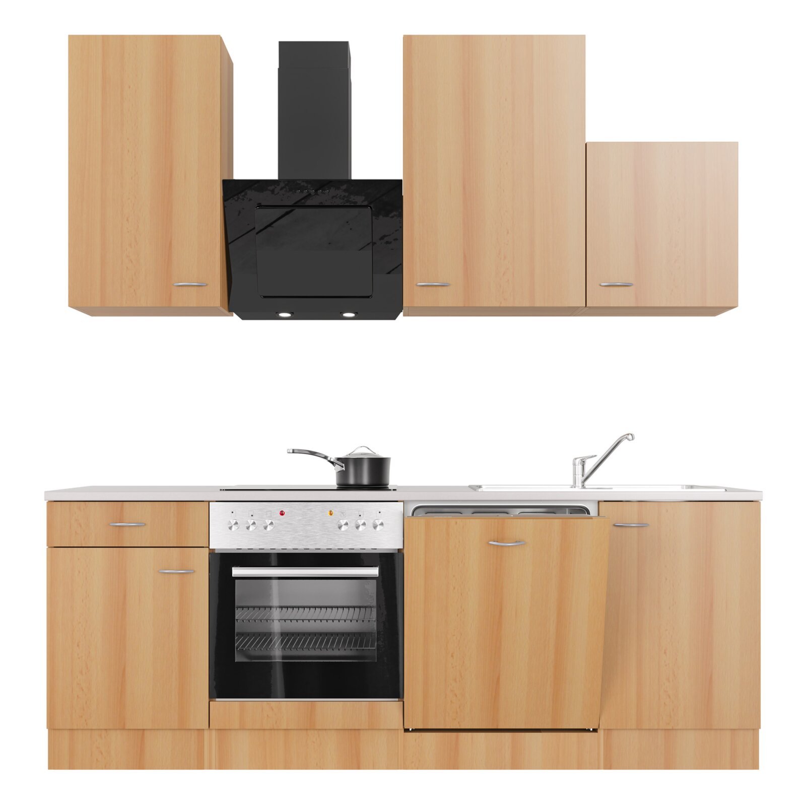 Küchenblock NANO - Buche - mit E-Geräten - 220 cm
