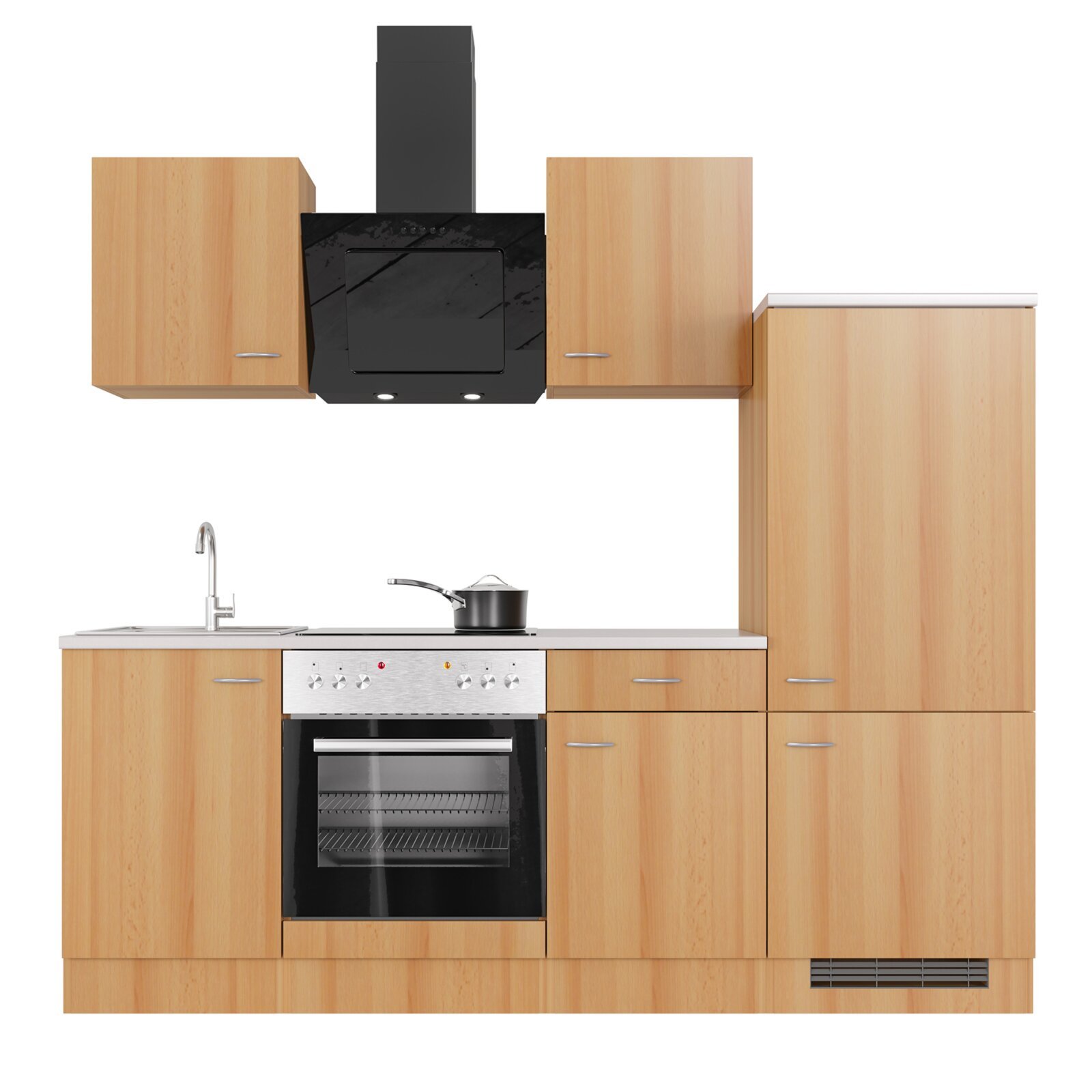 Küchenblock NANO - Buche - mit E-Geräten - 220 cm