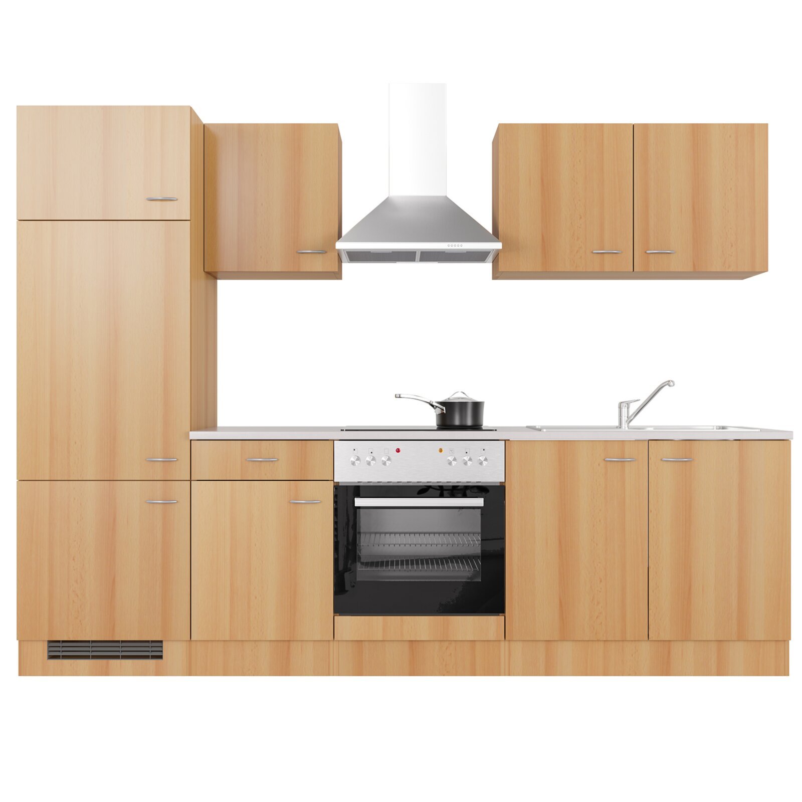 Küchenblock NANO - Buche - mit E-Geräten - 270 cm