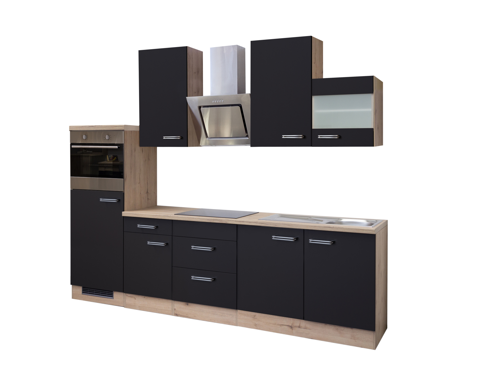 Küchenblock RISENTO - anthrazit-San Remo Eiche - mit E-Geräten - 270 cm