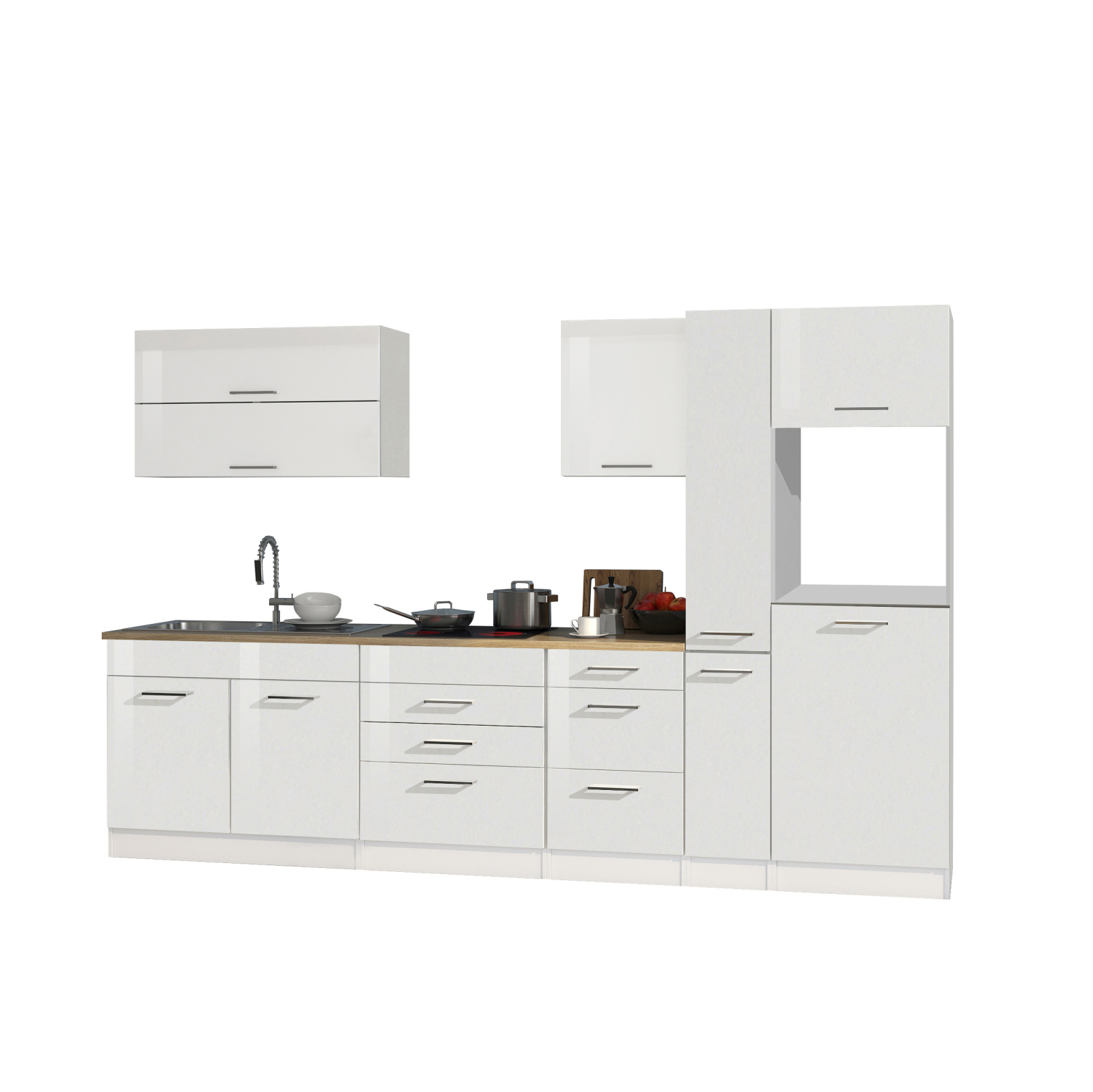 Küchenblock ROM - weiß Hochglanz - 320 cm