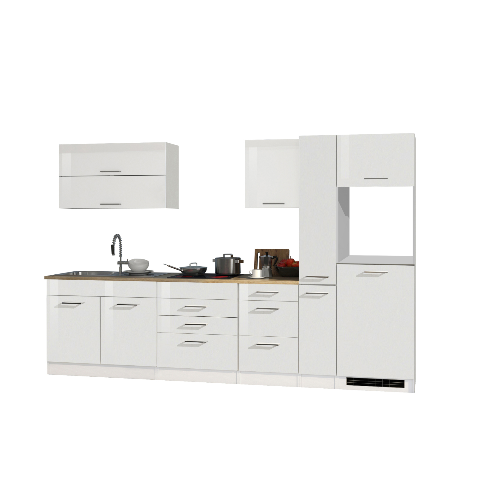 Küchenblock ROM - weiß Hochglanz - 320 cm