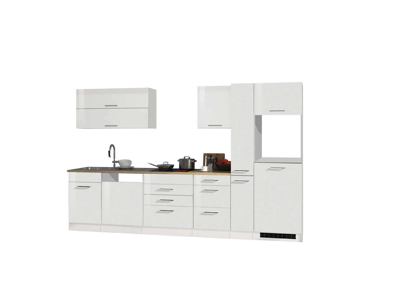 Küchenblock ROM - weiß Hochglanz - 330 cm
