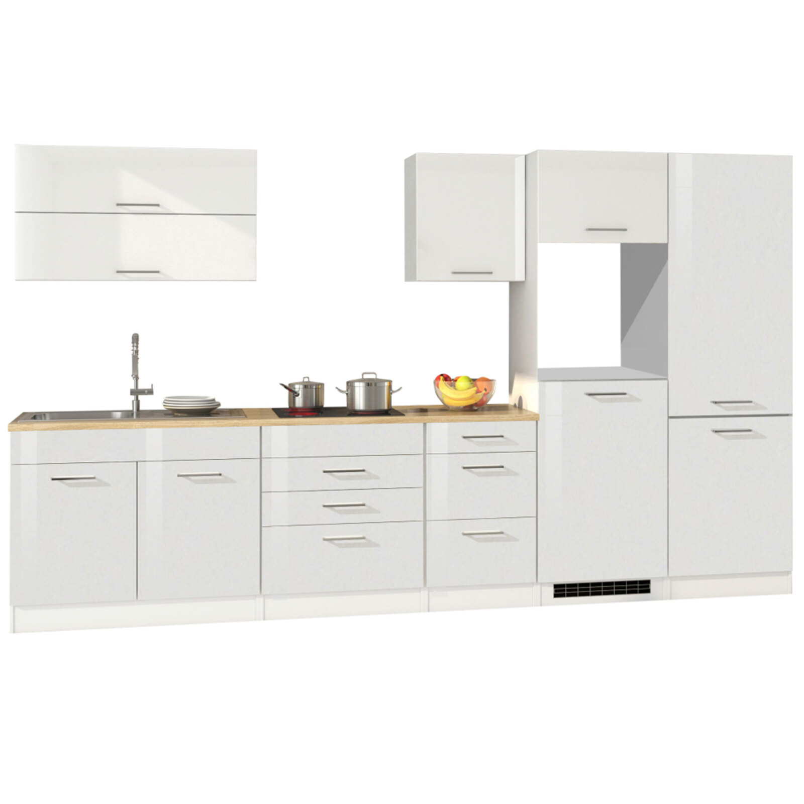Küchenblock ROM - weiß Hochglanz - 350 cm
