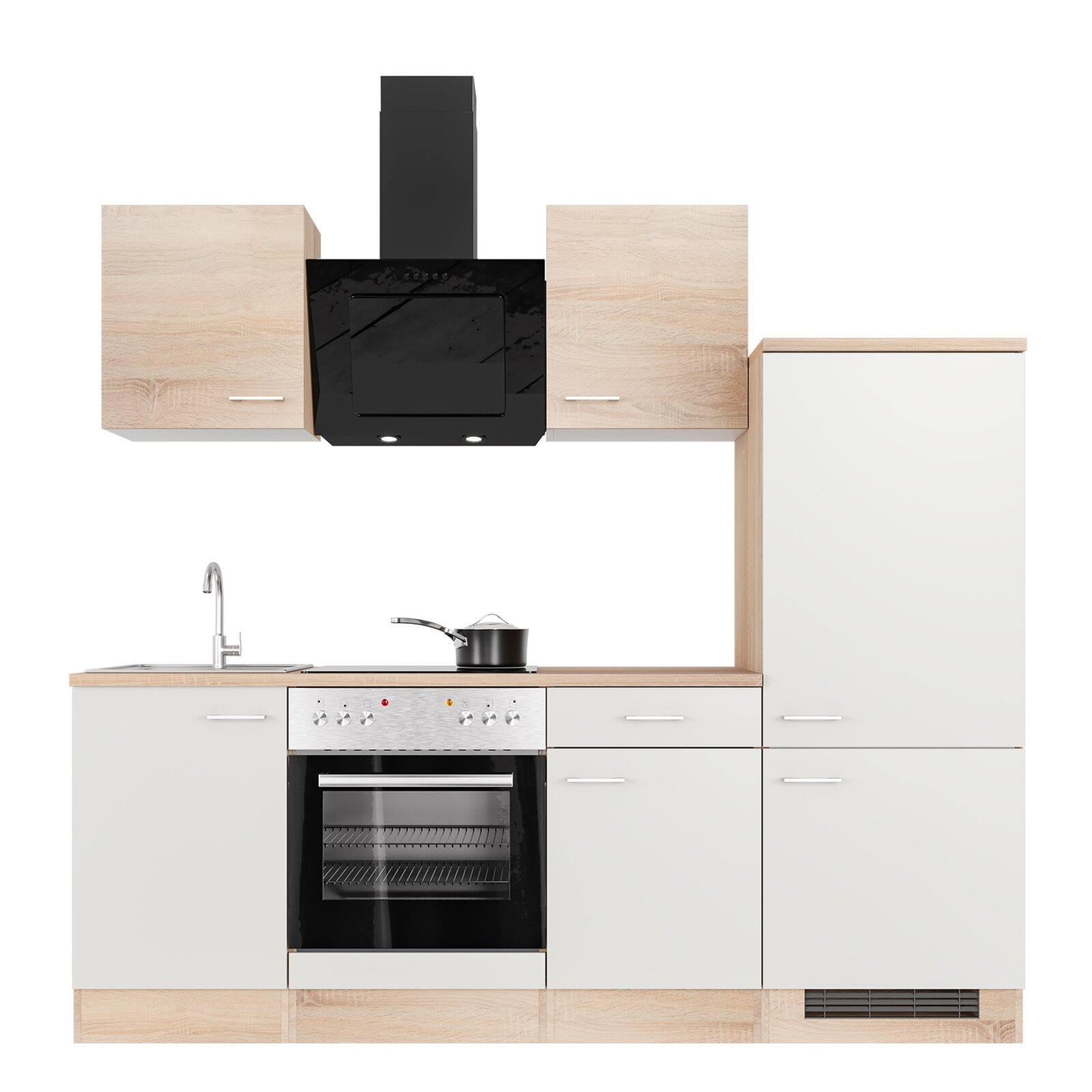 Küchenblock SAMOA - weiß - Sonoma Eiche - 220 cm - mit E-Geräten