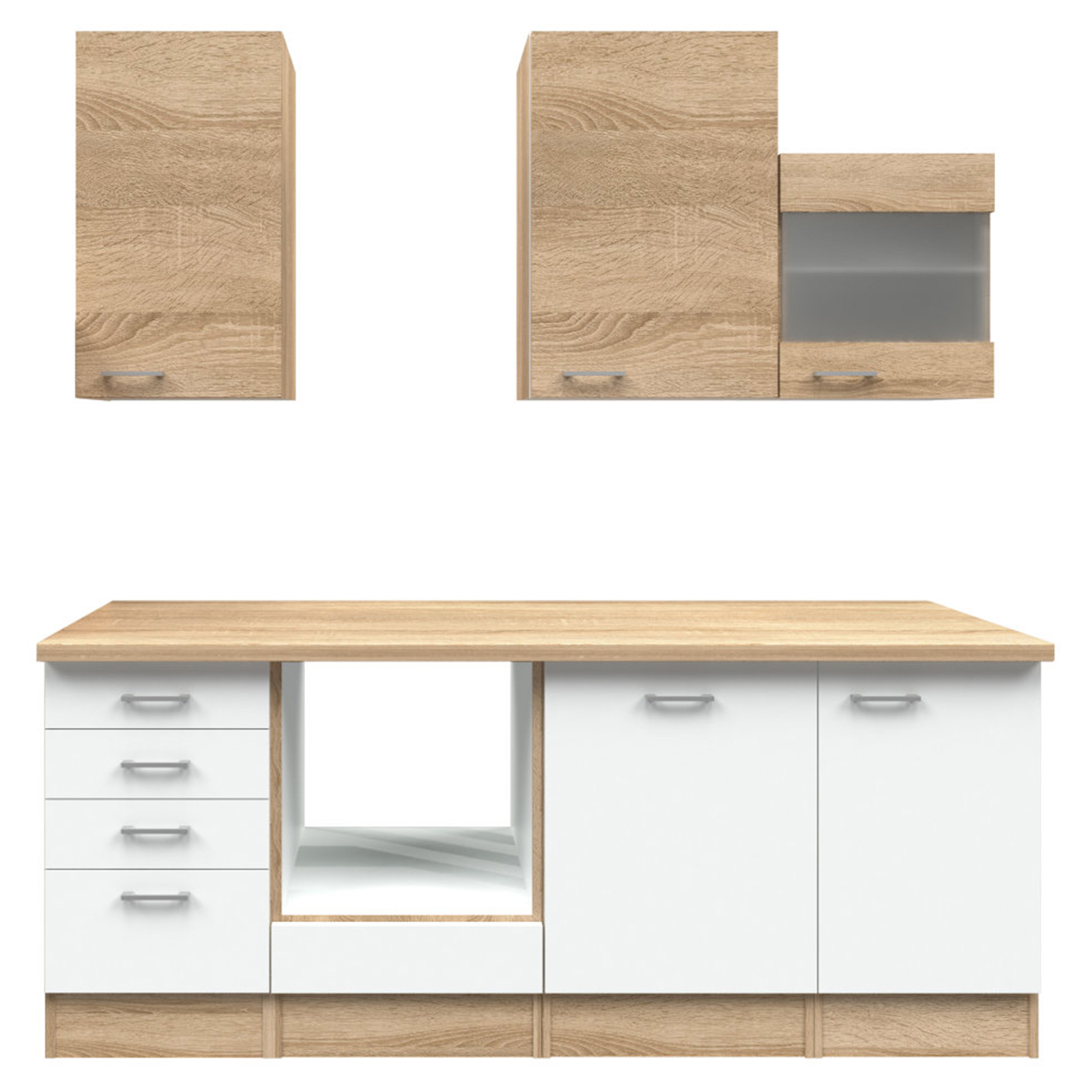 Küchenblock SAMOA - weiß-Sonoma Eiche - 220 cm