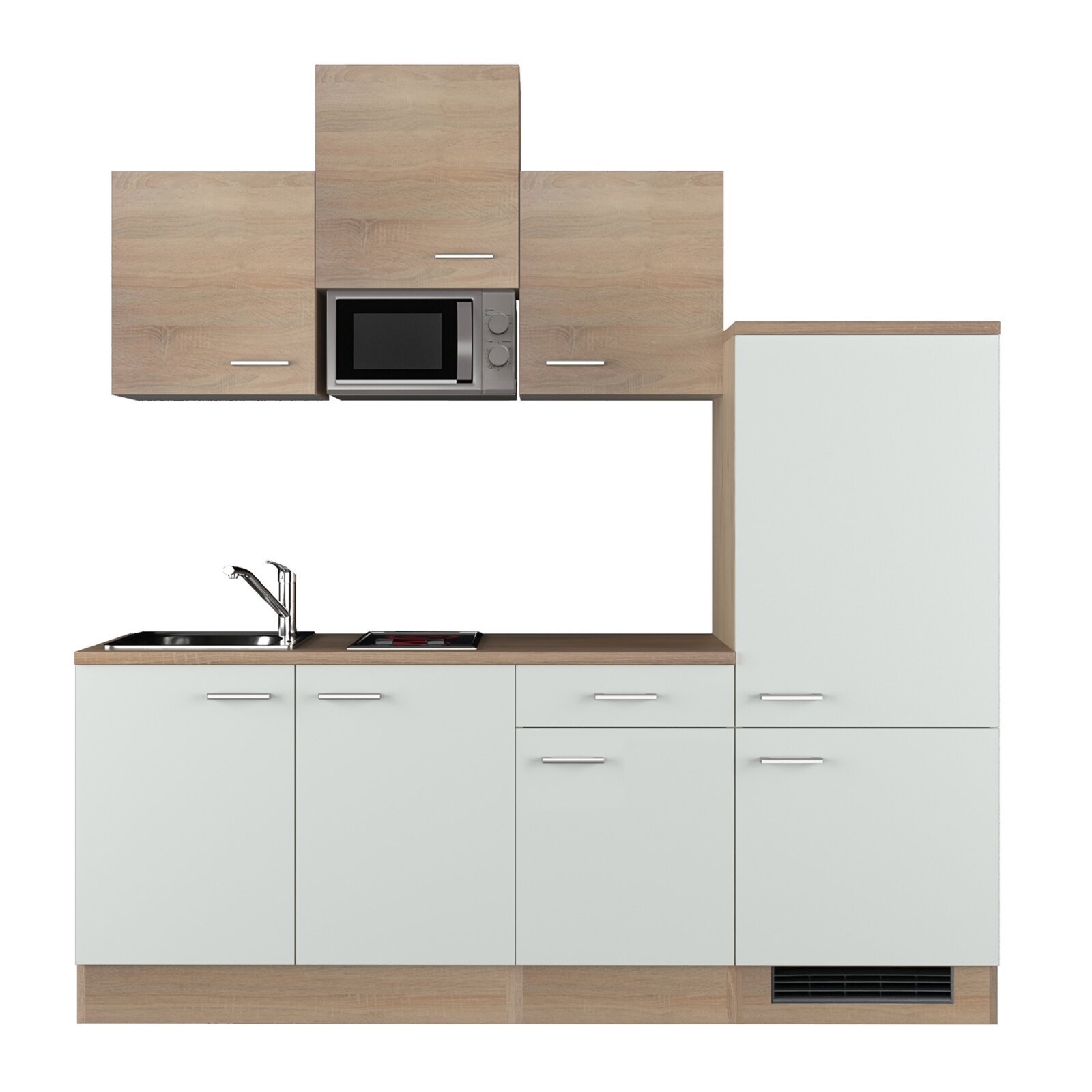 Küchenblock SAMOA - weiß - Sonoma Eiche - mit E-Geräten - 210 cm
