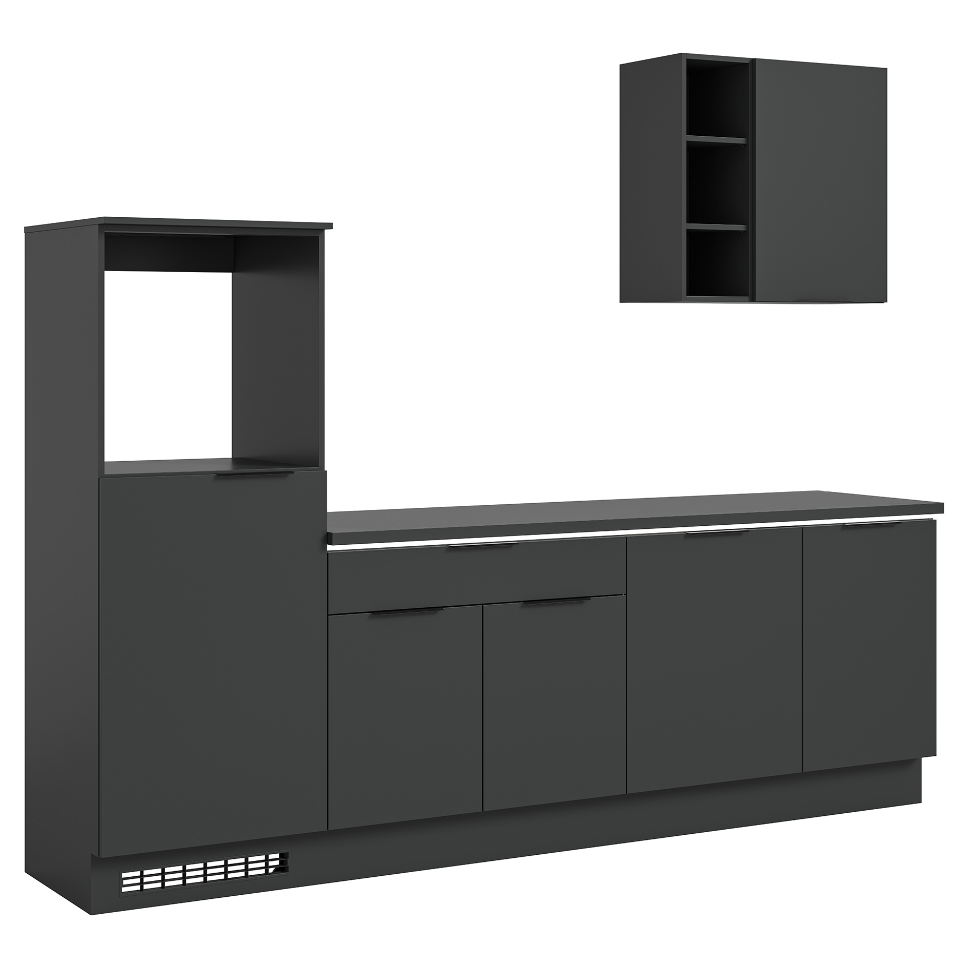 Küchenblock - schwarz - LED-Leiste - 260 cm