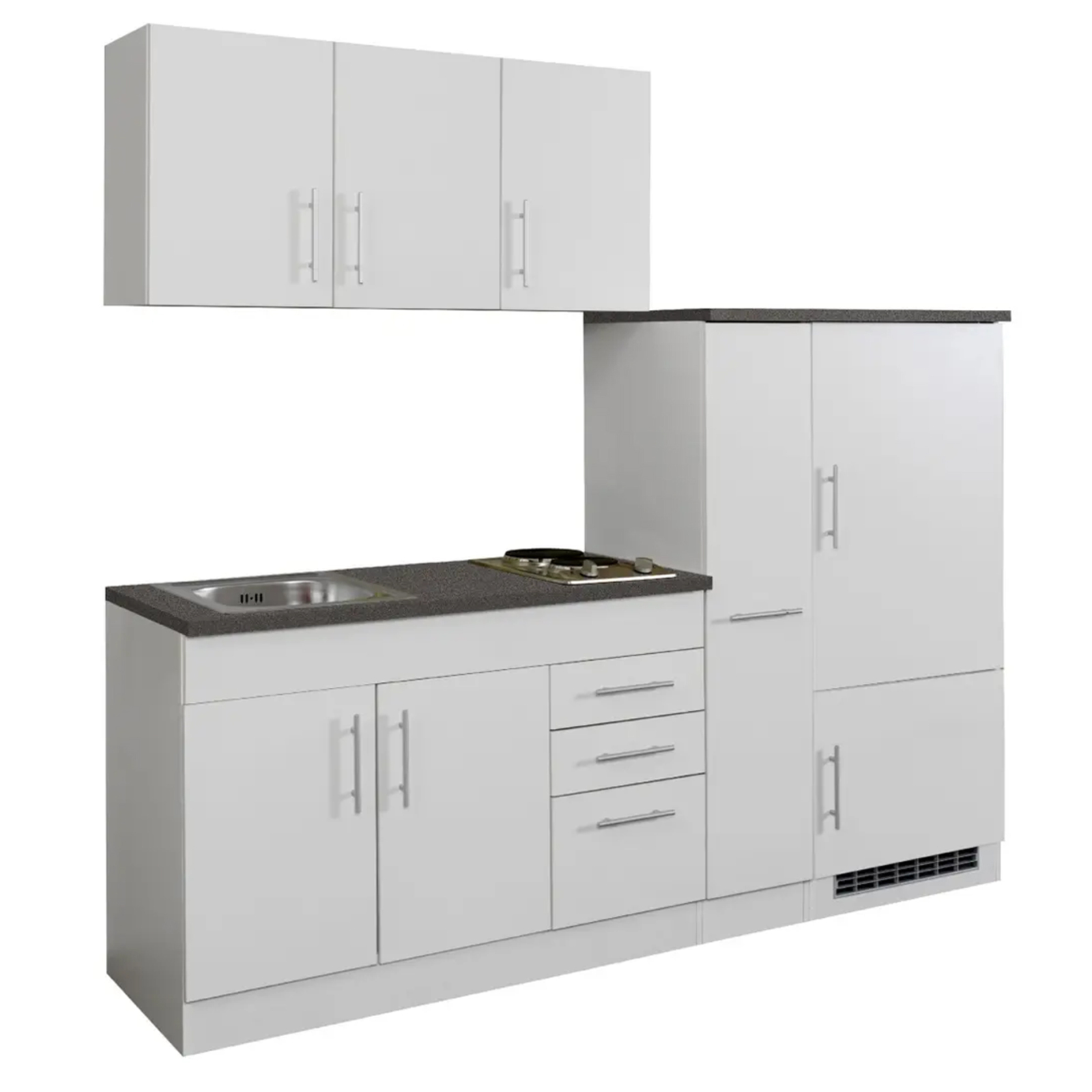Küchenblock TORONTO - weiß - mit E-Geräten - 210 cm