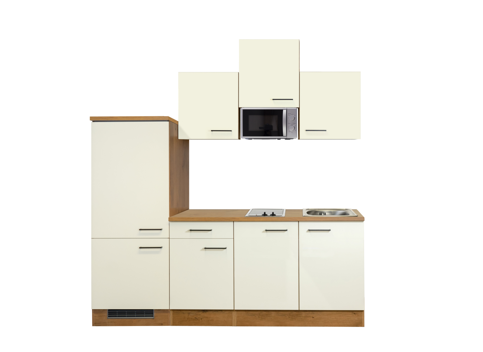 Küchenblock VINTEA - Magnolia matt - Lancelot Oak - 210 cm - mit E-Geräten