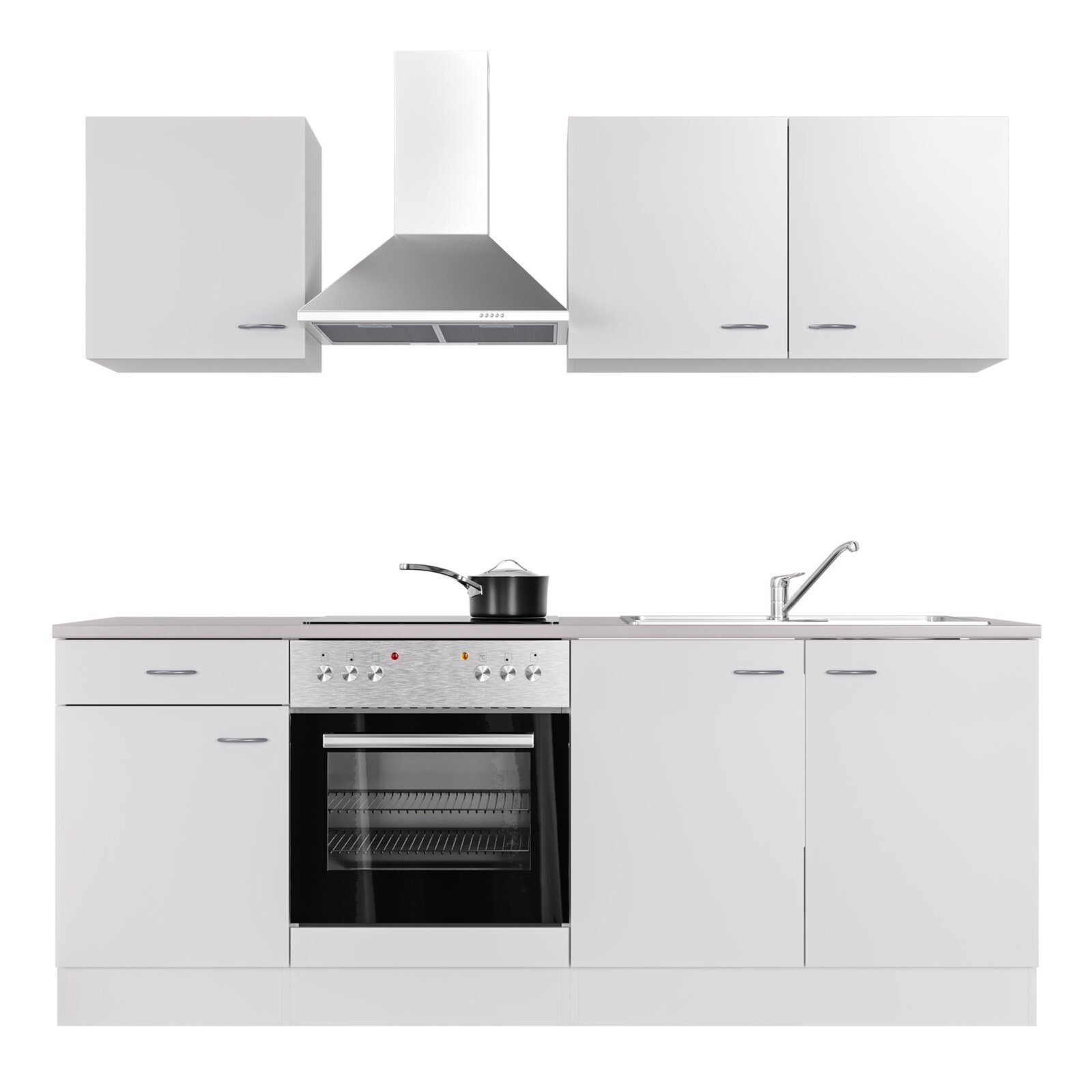 Küchenblock WITO - weiß - mit E-Geräten - 210 cm