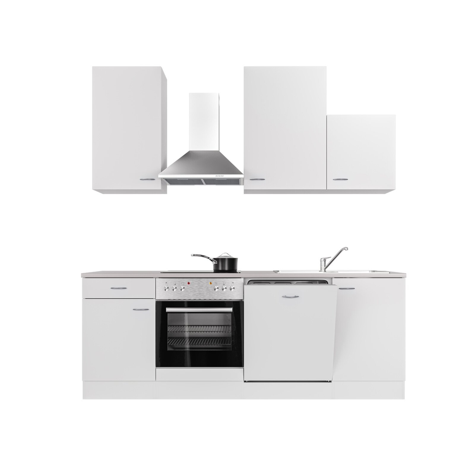 Küchenblock WITO - weiß - mit E-Geräten - 220 cm