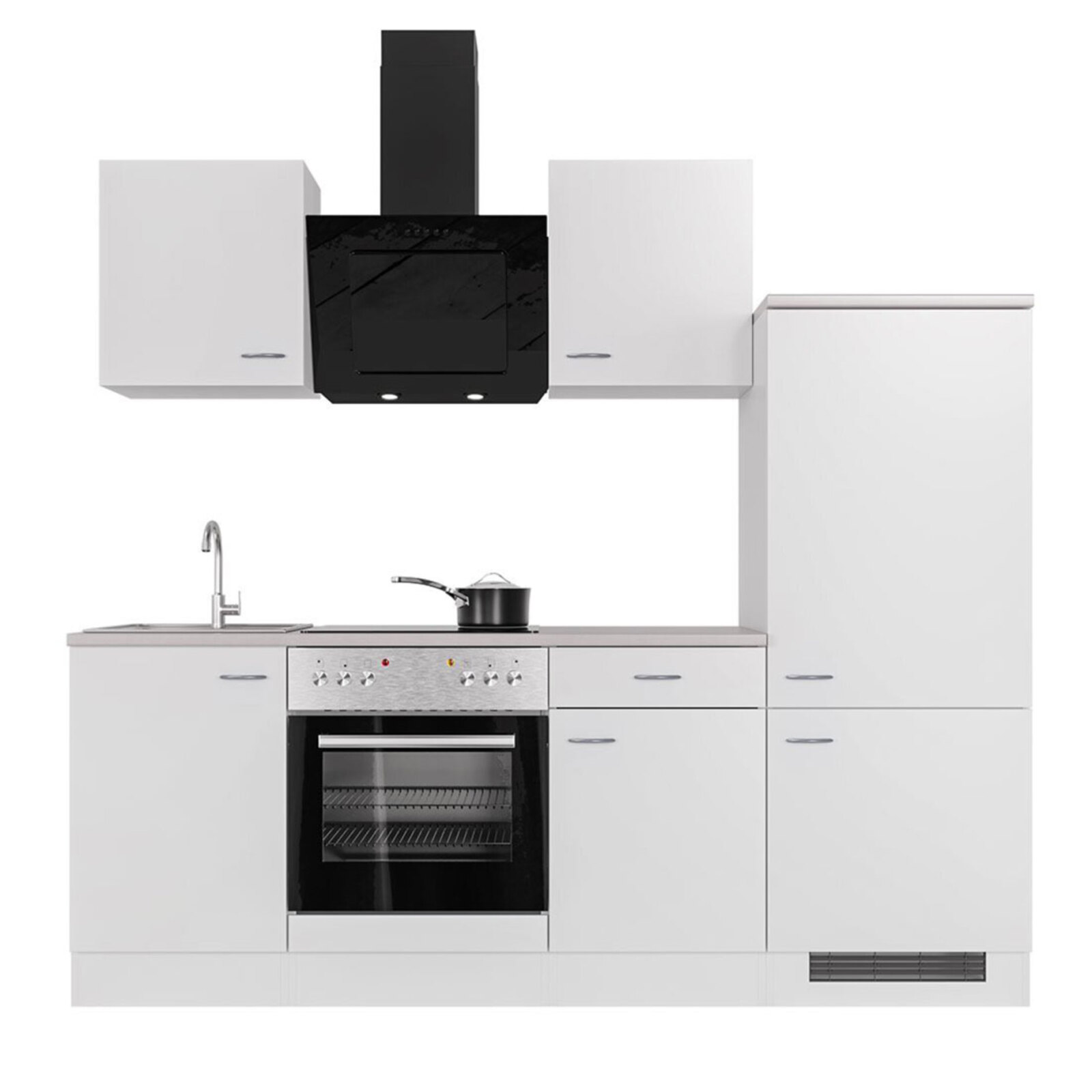 Küchenblock WITO - weiß - mit E-Geräten - 220 cm