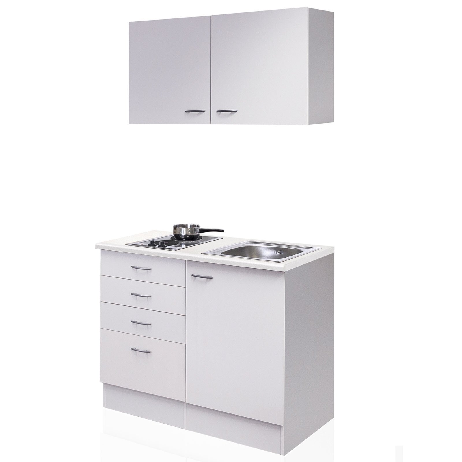 Küchenblock WITO - weiß - mit Kochfeld - 100 cm