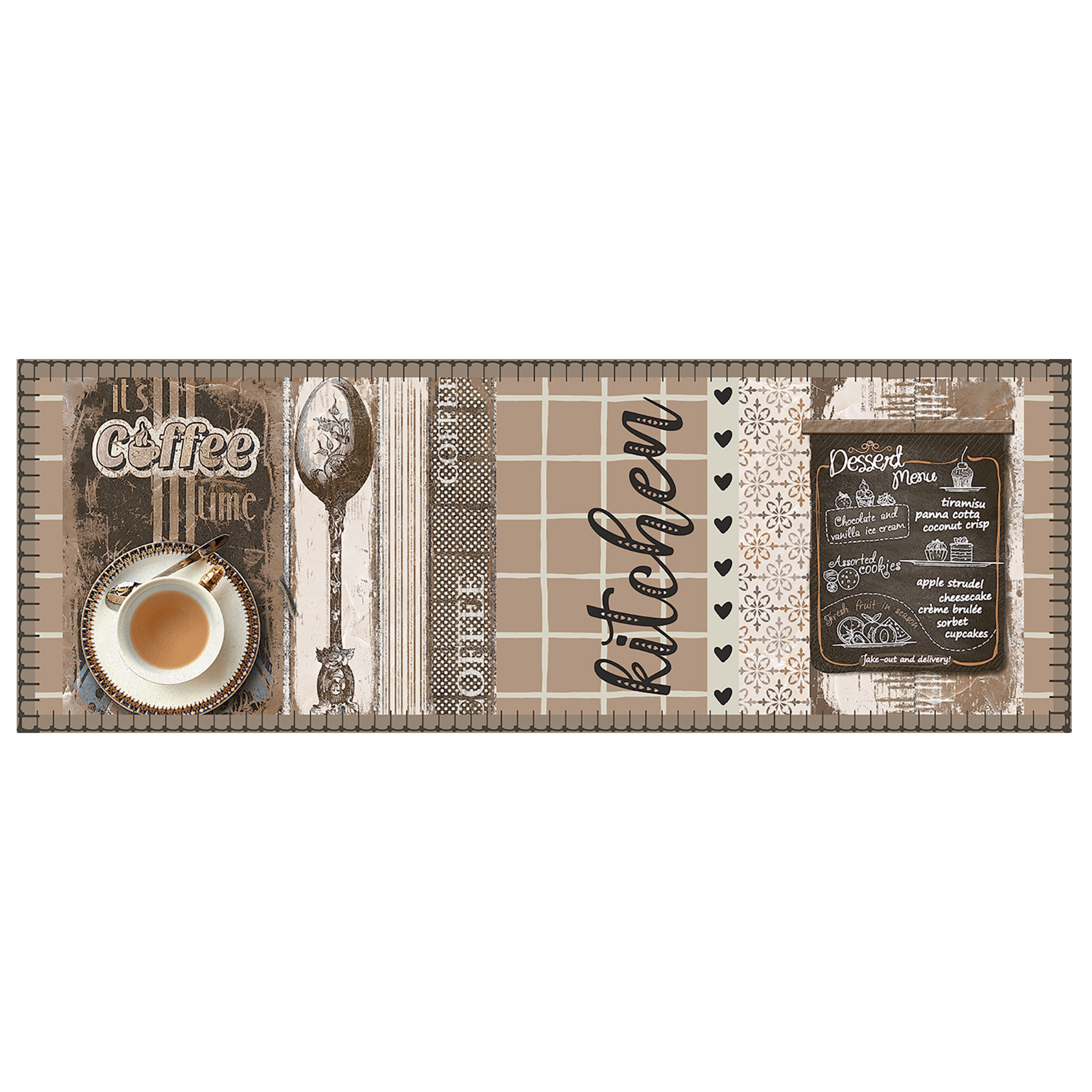 Küchenläufer DESSERT MENU - beige-braun - 50x150 cm