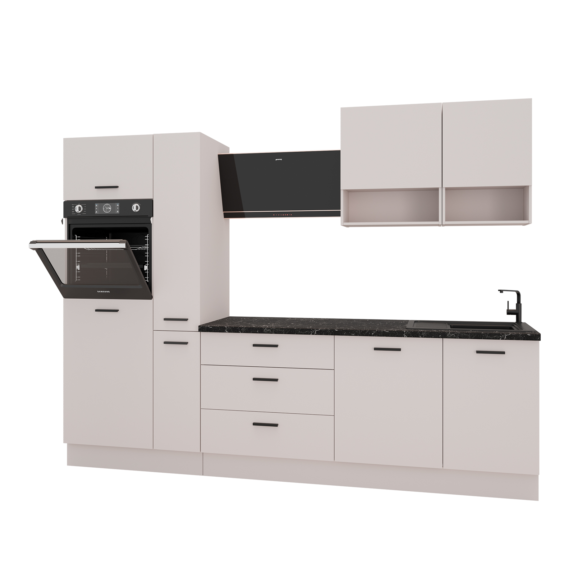 Küchenleerblock - Kaschmir matt - Marmor-Optik - 280 cm