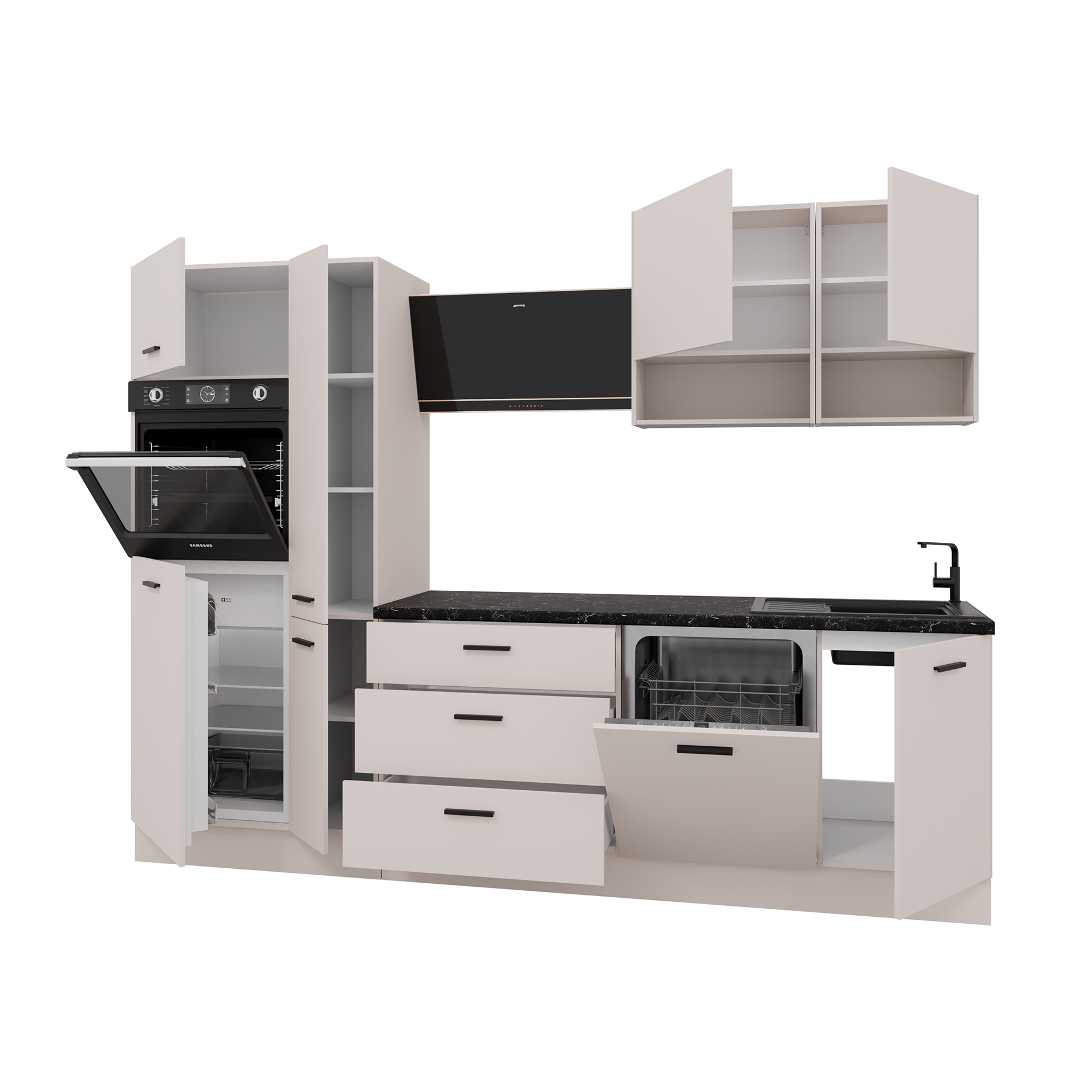 Küchenleerblock - Kaschmir matt - Marmor-Optik - 280 cm