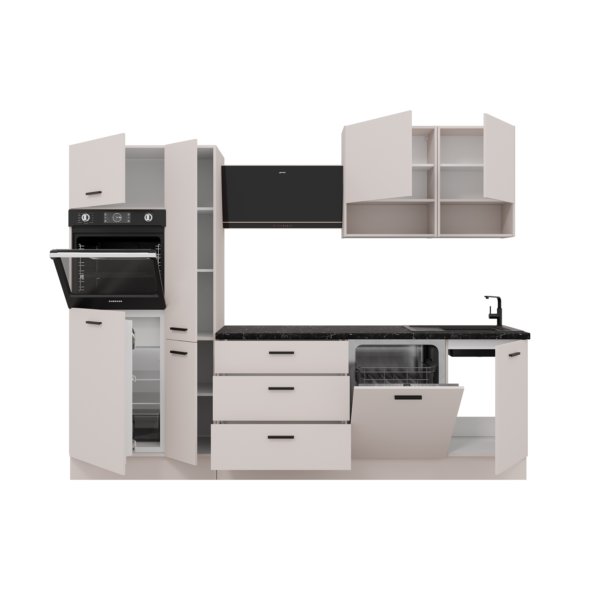 Küchenleerblock - Kaschmir matt - Marmor-Optik - 280 cm