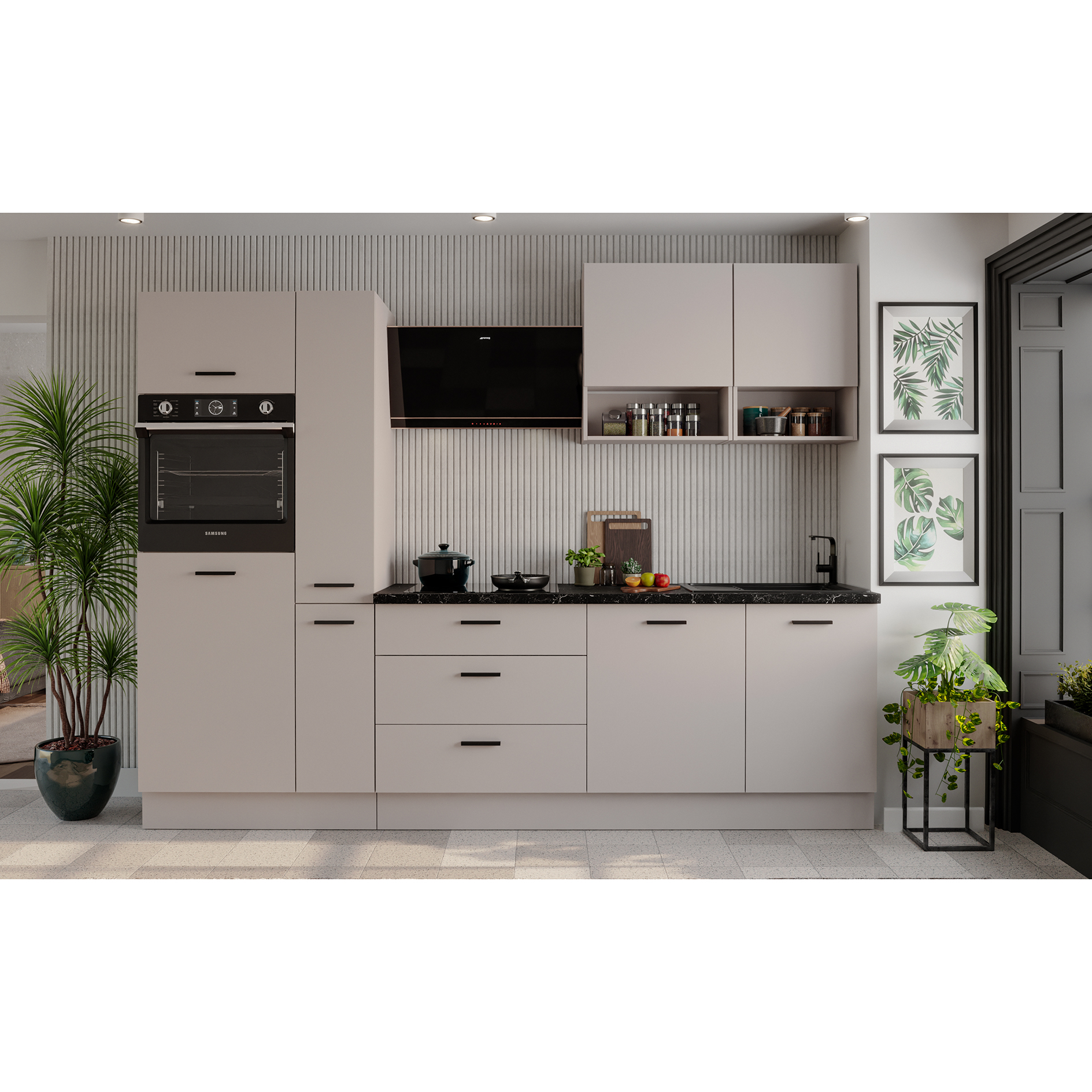 Küchenleerblock - Kaschmir matt - Marmor-Optik - 280 cm