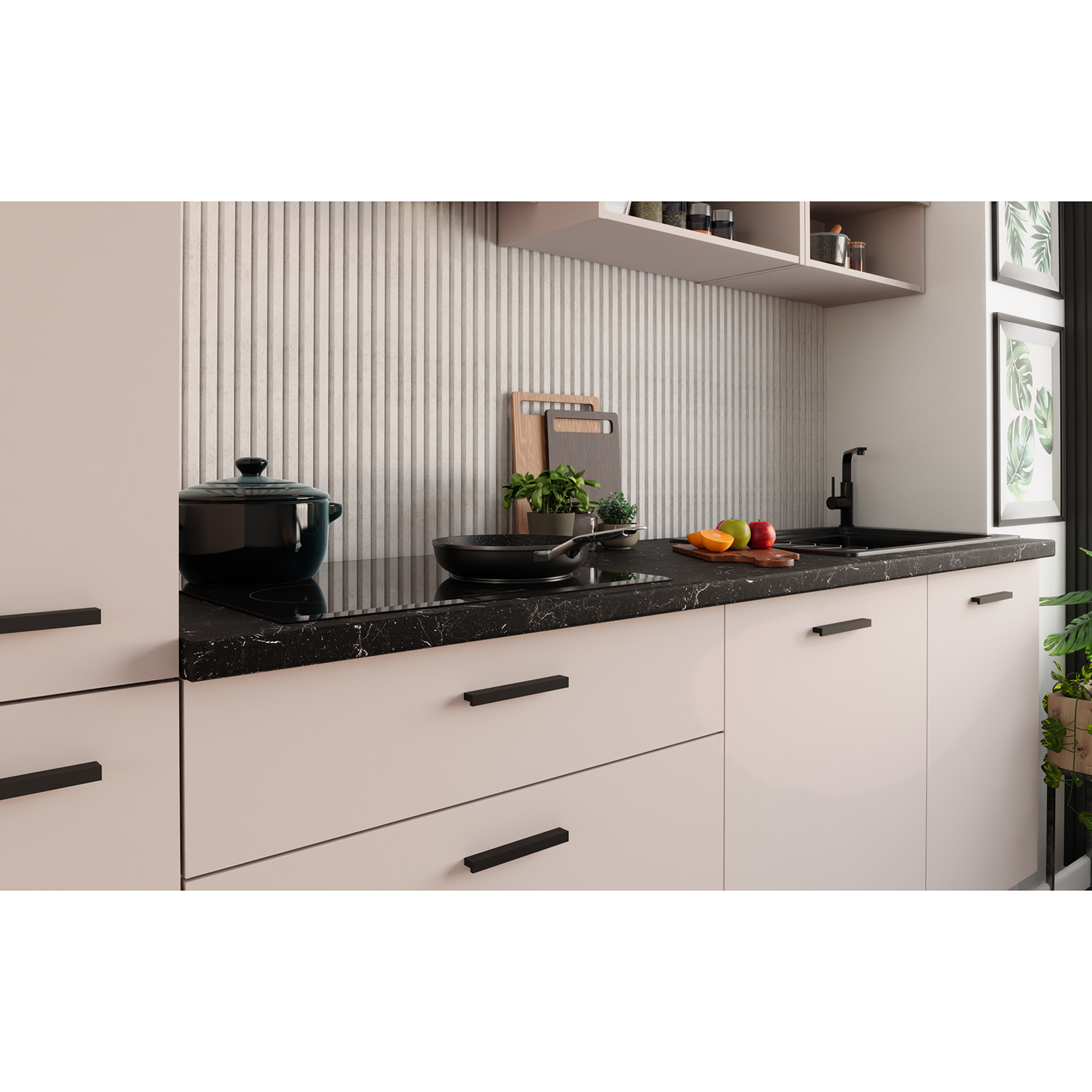 Küchenleerblock - Kaschmir matt - Marmor-Optik - 280 cm