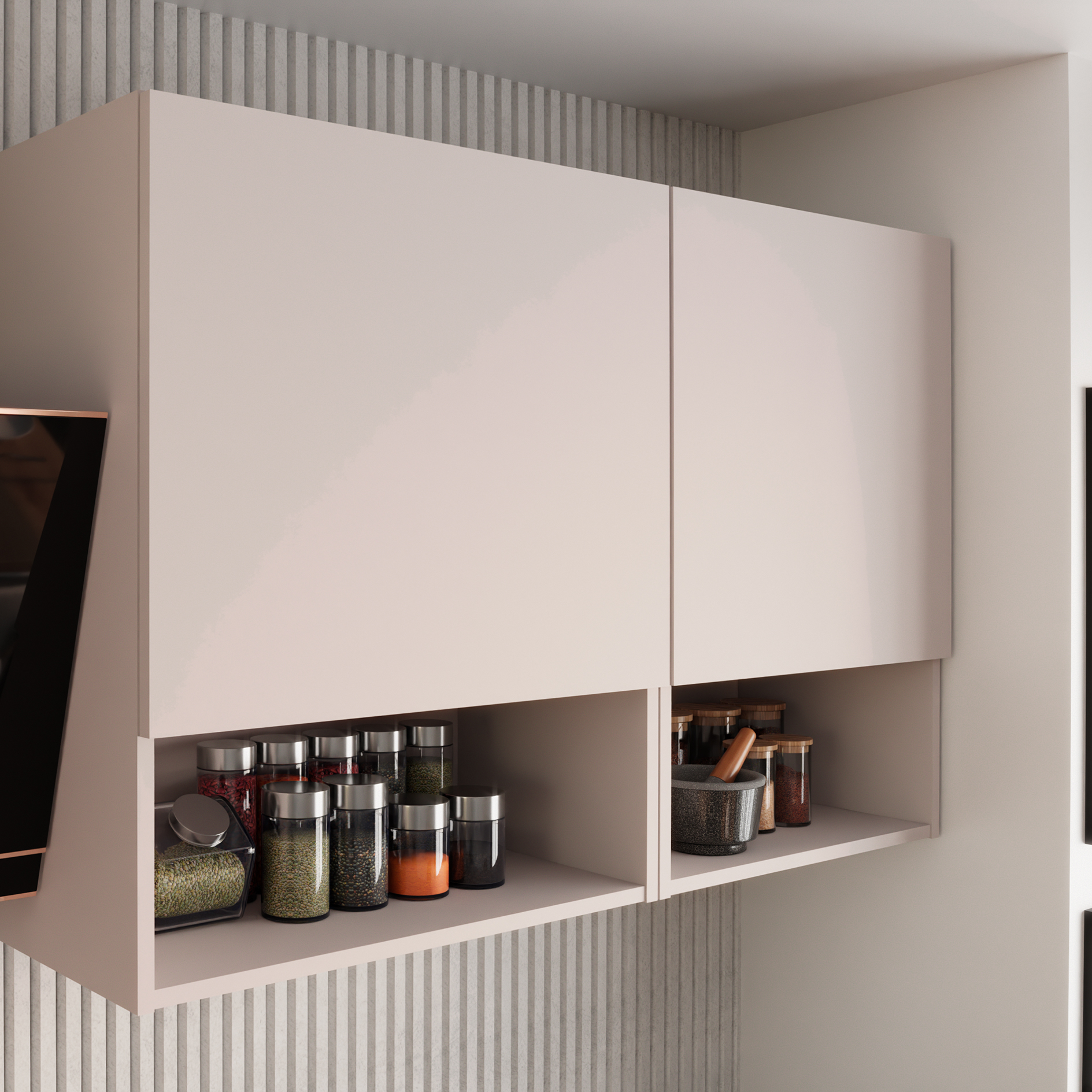 Küchenleerblock - Kaschmir matt - Marmor-Optik - 280 cm
