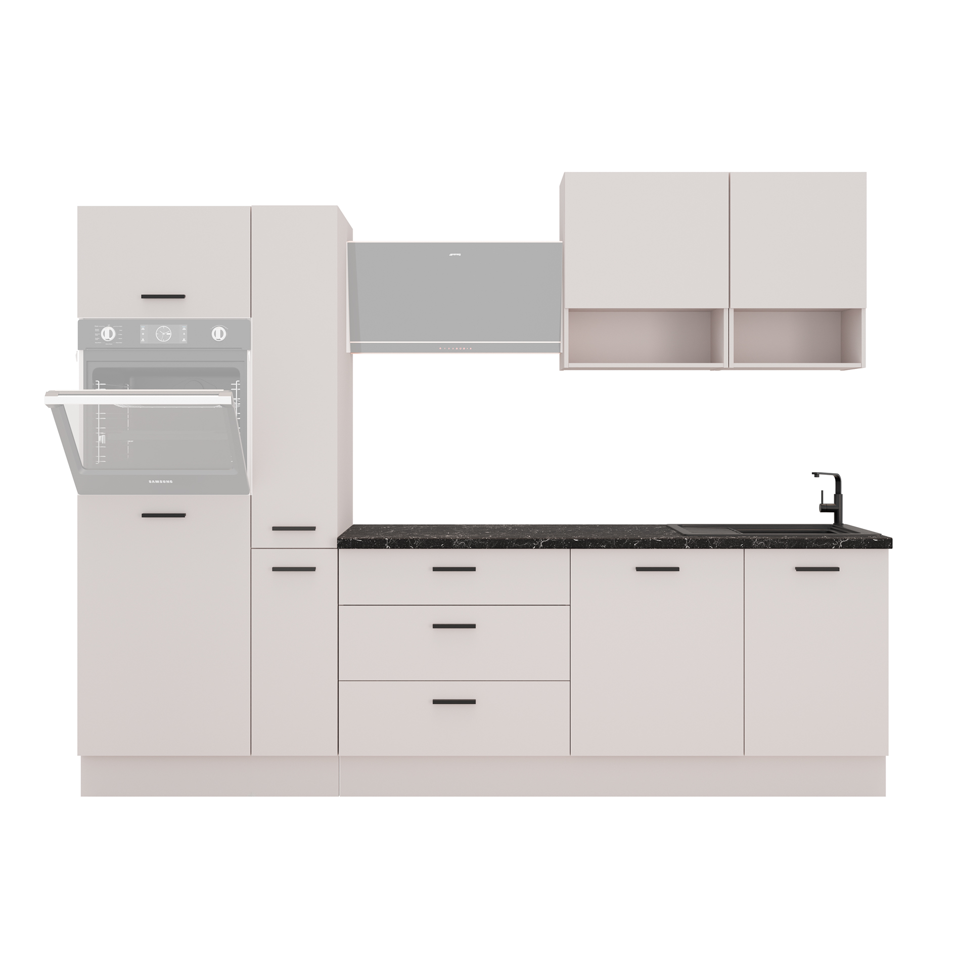 Küchenleerblock - Kaschmir matt - Marmor-Optik - 280 cm