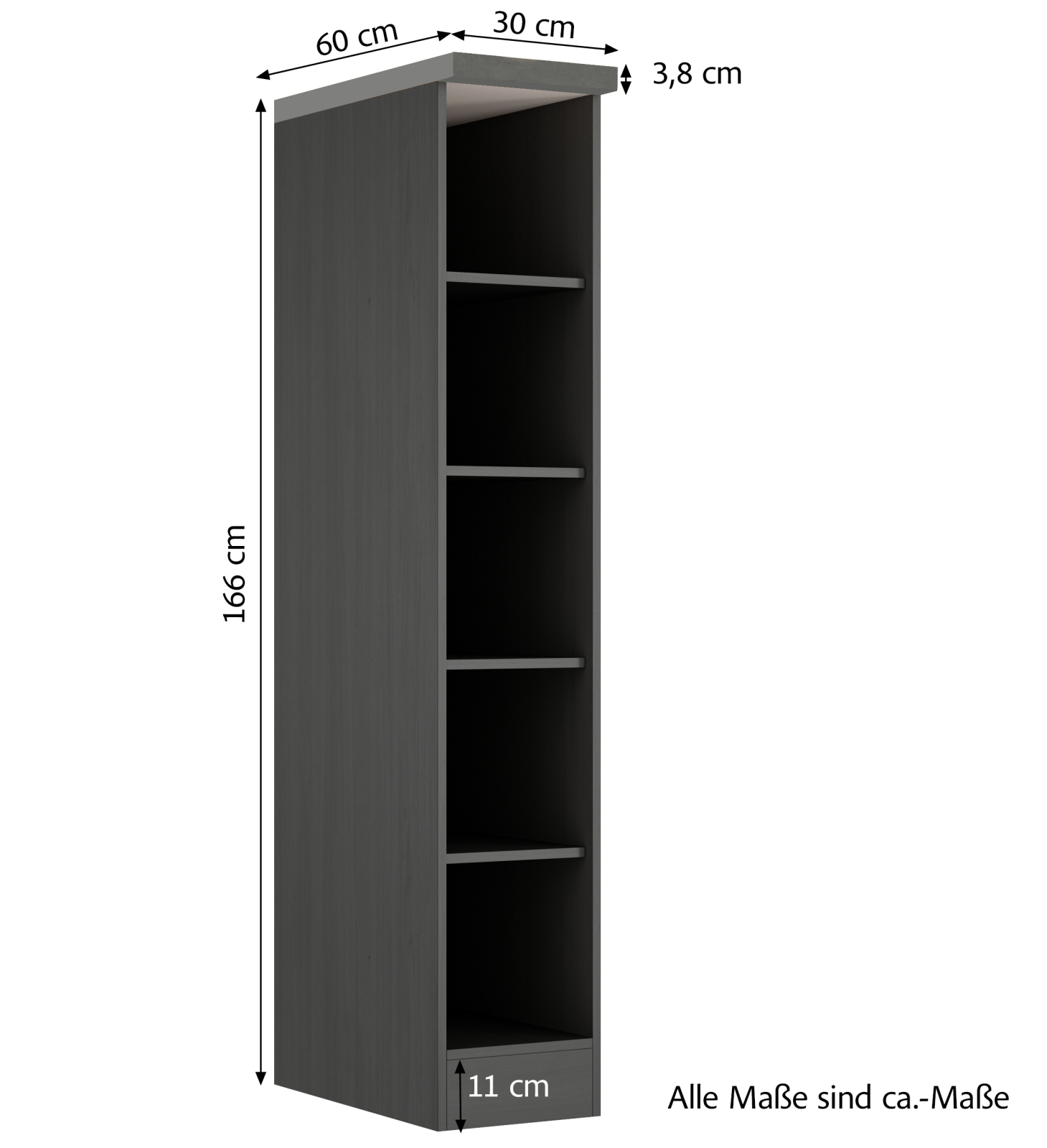 Küchenregal LIVERPOOL - Graphit - 30 cm breit