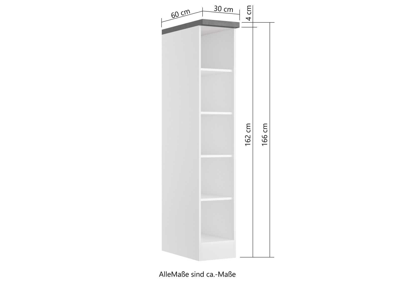 Küchenregal MONZA - weiß Hochglanz - Wotaneiche