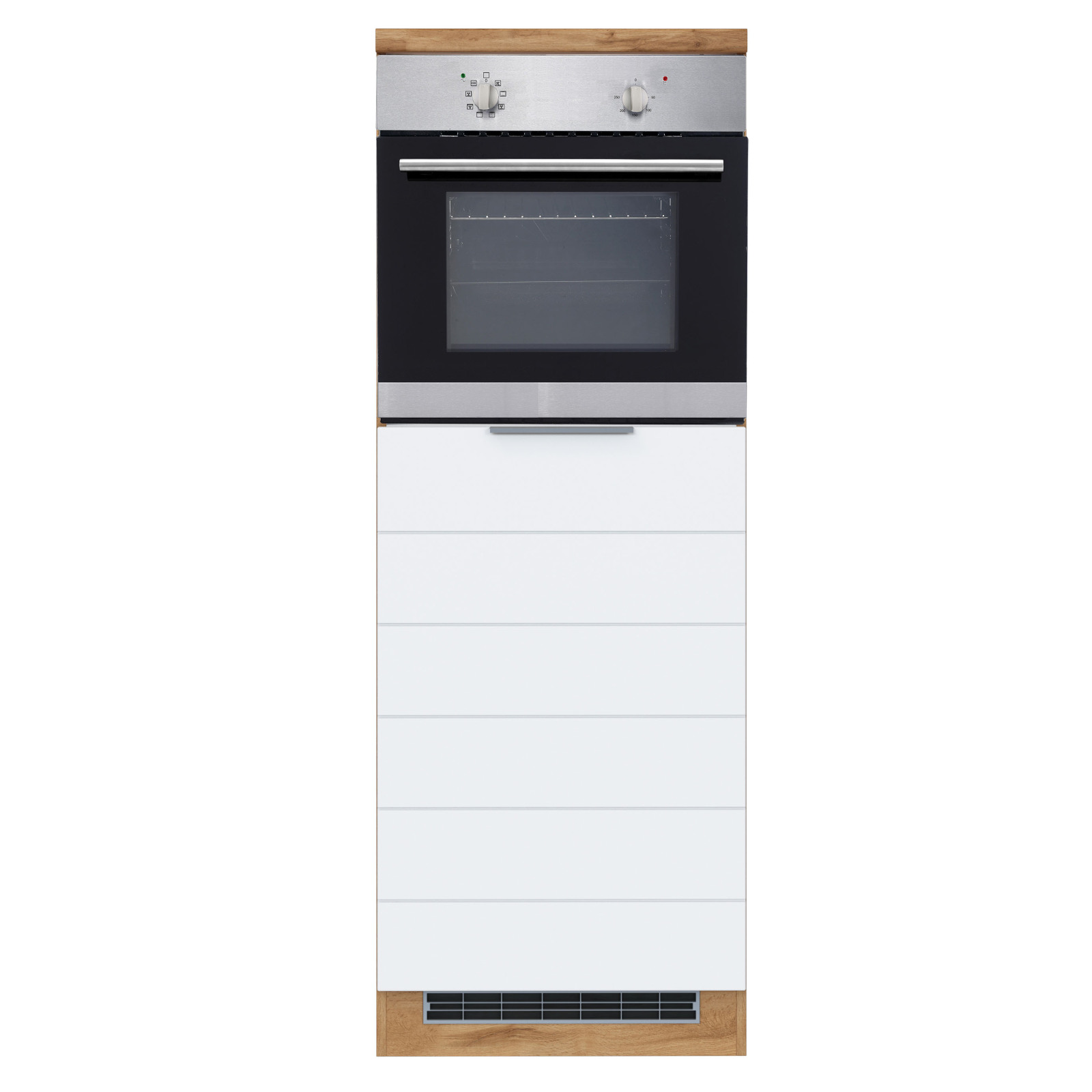 Kühlschrank-Ofenumbauschrank FLORENZ - Wotaneiche - weiß matt