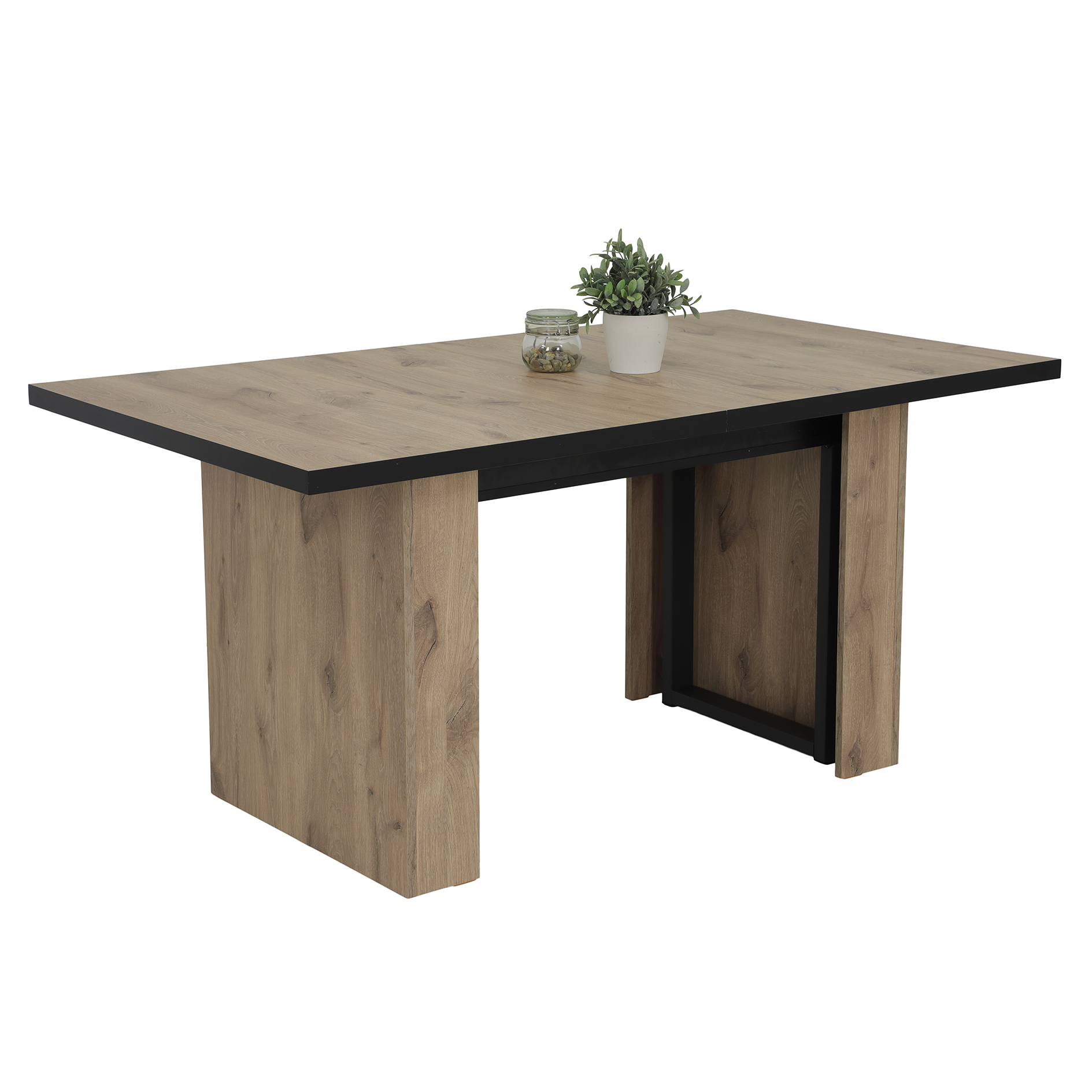 Kulissentisch - Viking Oak - schwarz - ausziehbar