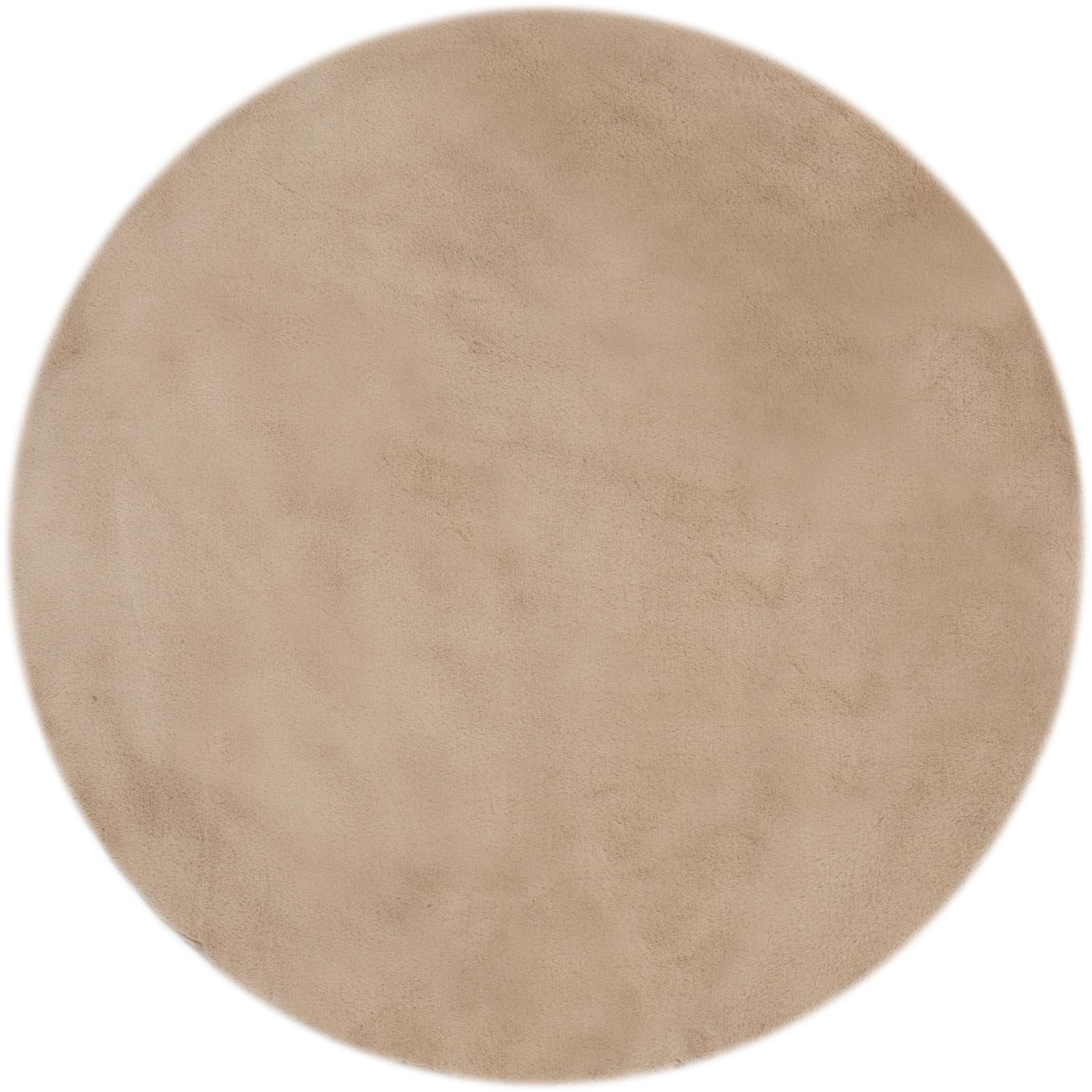 Kunstfellteppich - beige - rund - Ø 80 cm