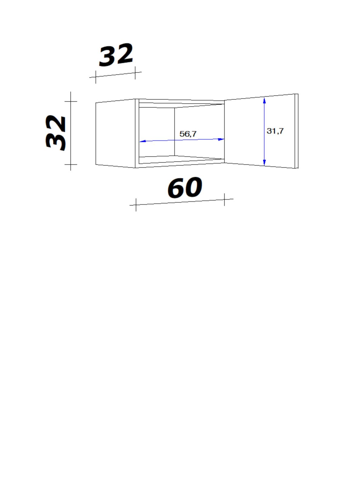 Kurz-Hängeschrank  LUCCA - weiß - 60 cm