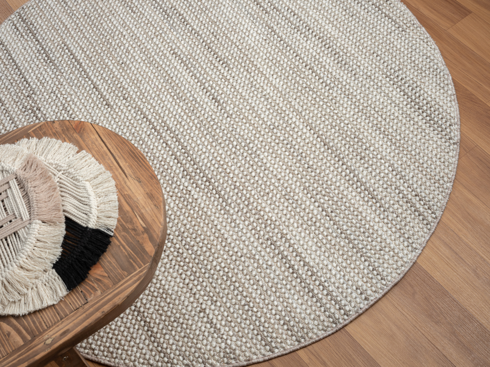 Kurzflorteppich AVA - beige - Ø 120 cm