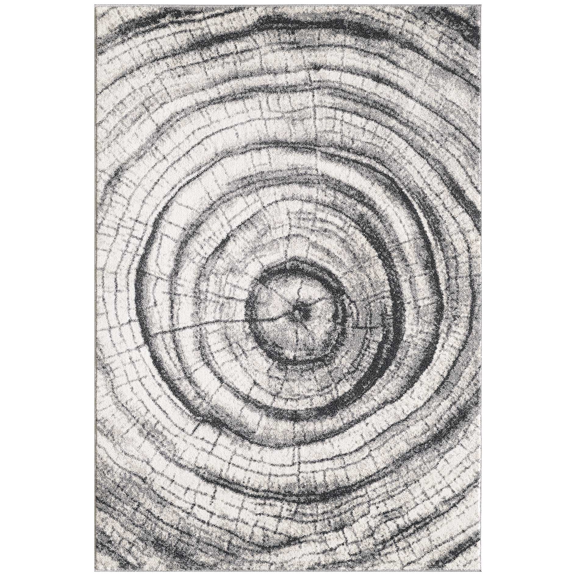 Kurzflorteppich - grau - Baumring-Optik - 120x170 cm
