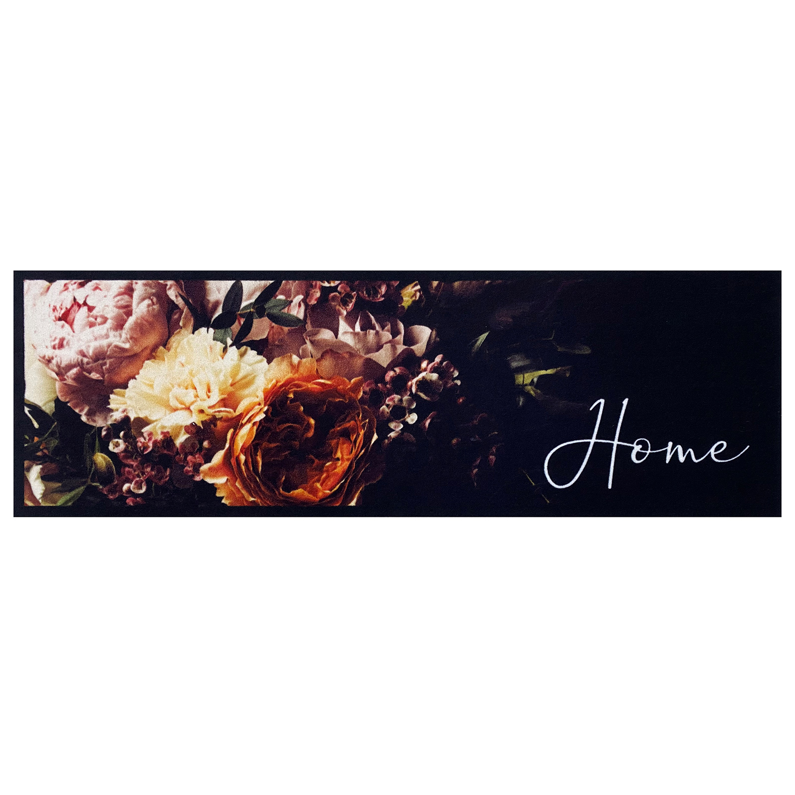 Läufer Tripple Flowers Home - anthrazit-orange - 50x150 cm