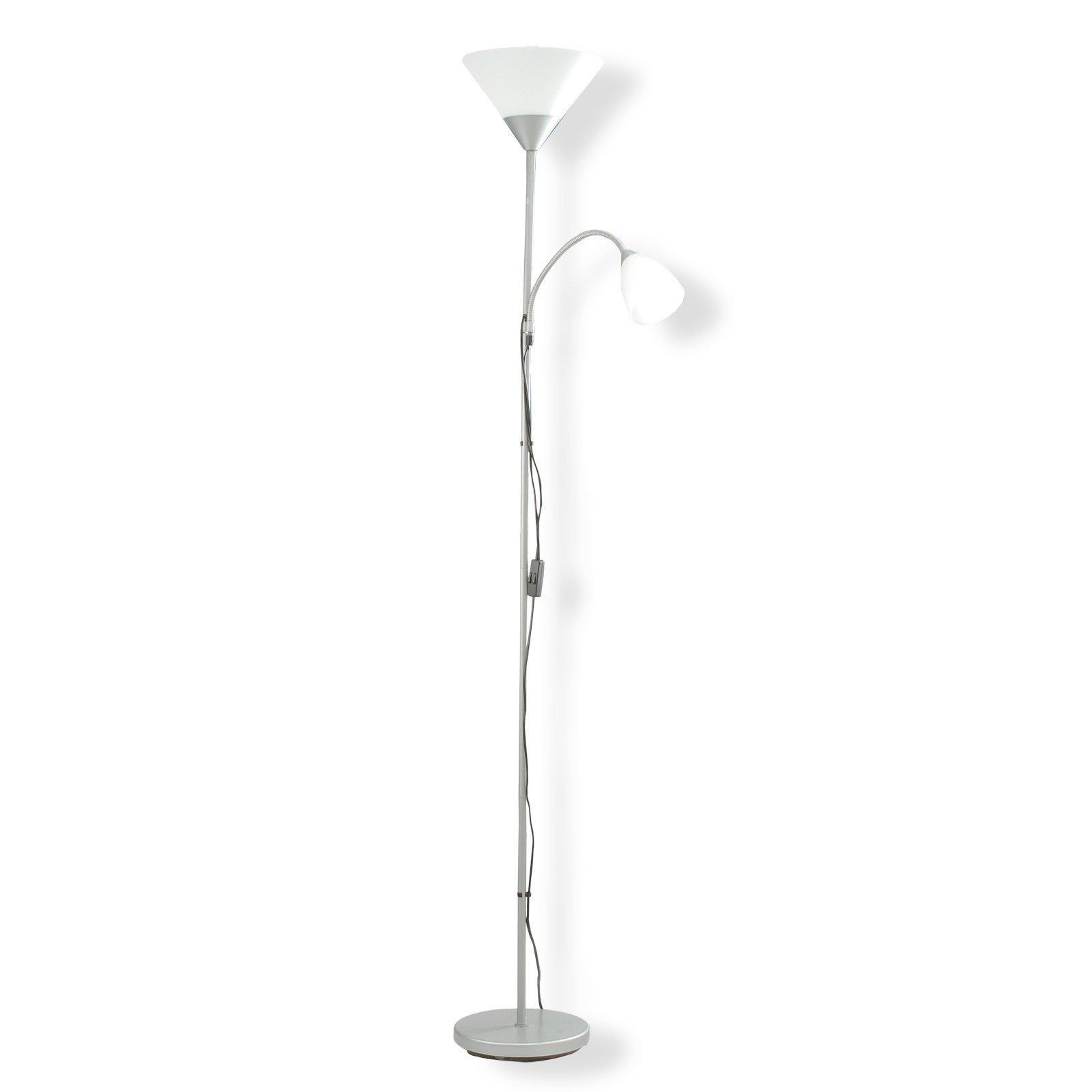 LAMPURA Deckenfluter - silber-weiß - 178 cm